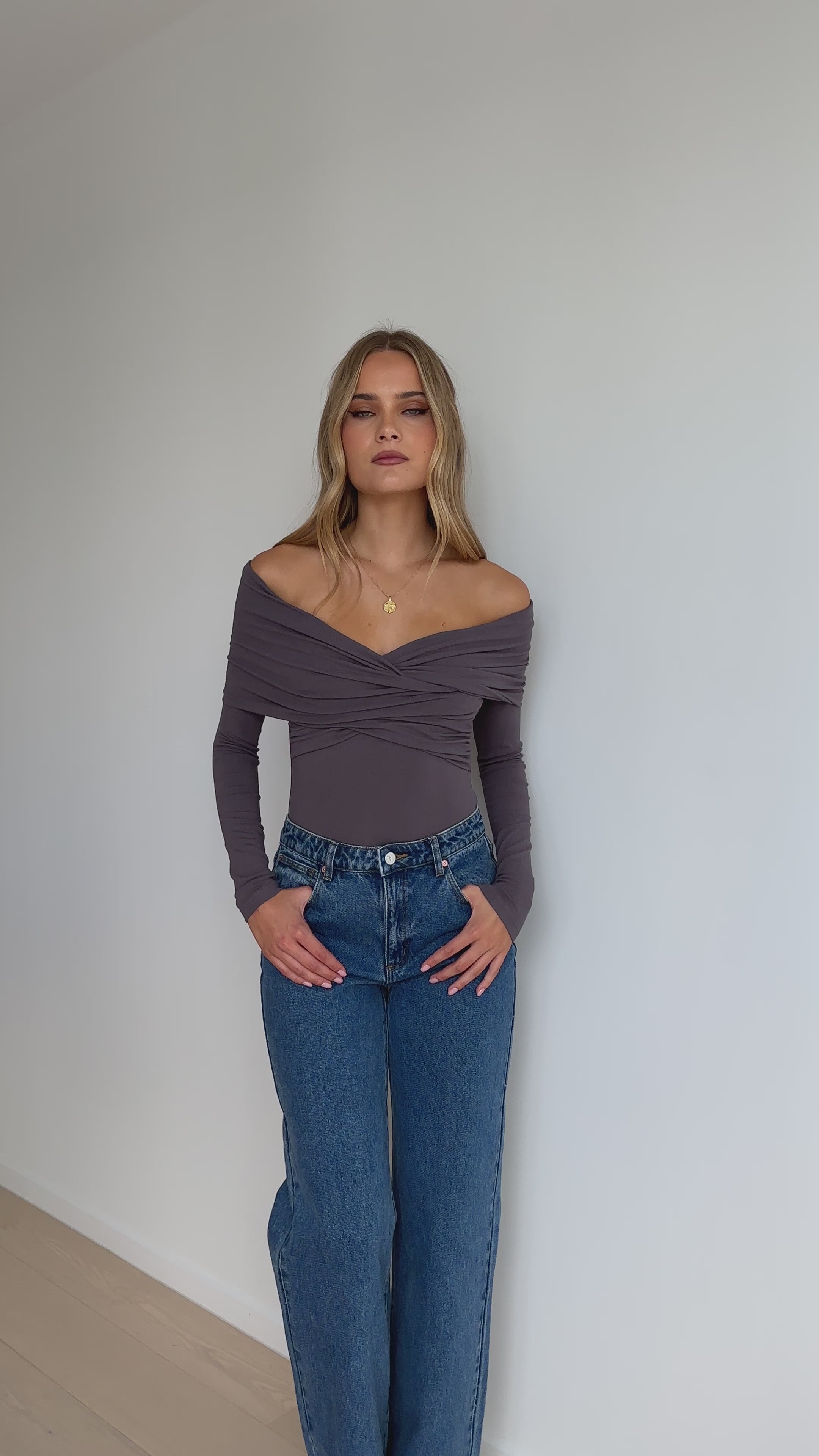 Load video: Sandrine Bodysuit - Charcoal - Billy J