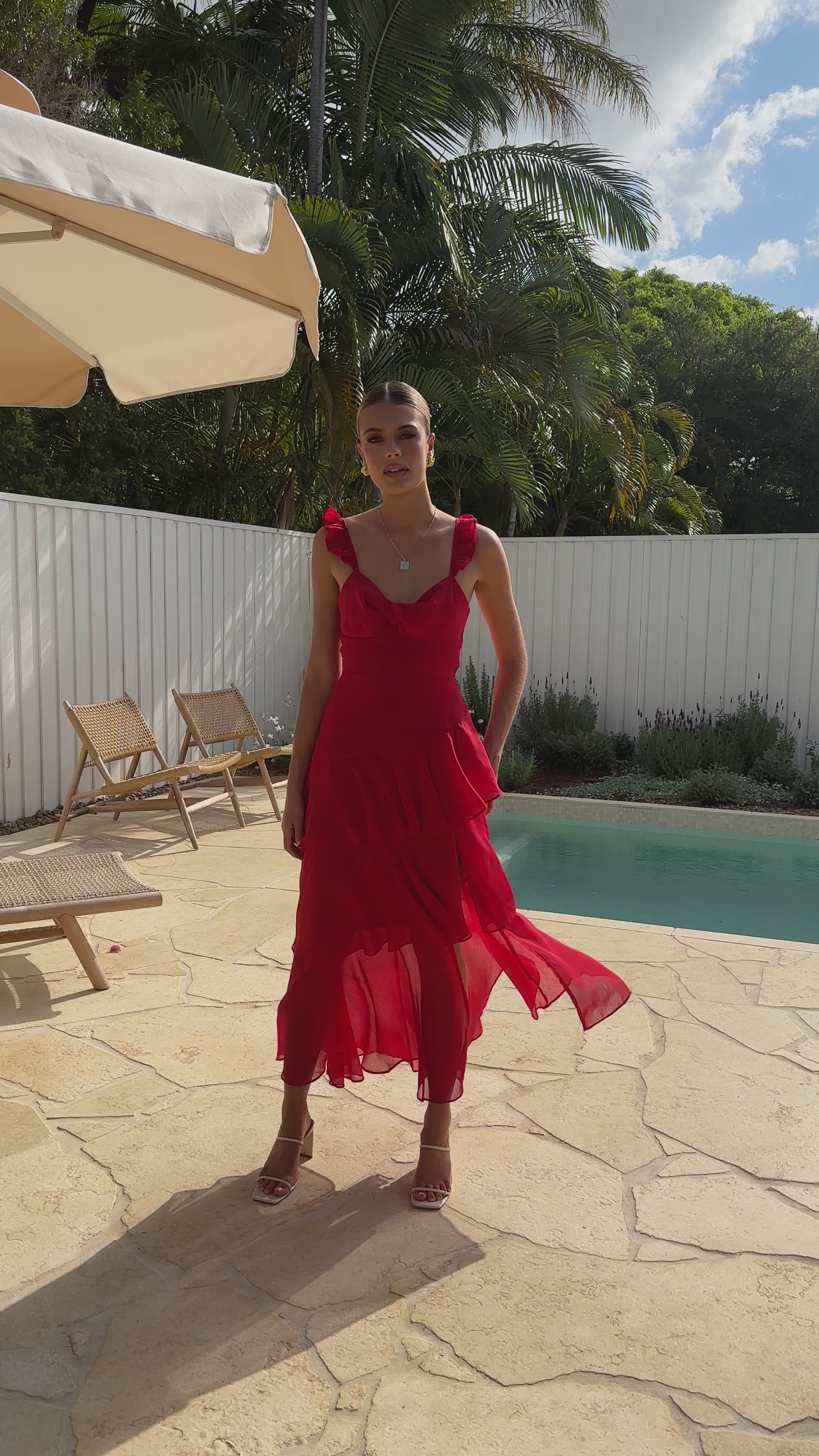 Load video: Achelle Maxi Dress - Red - Billy J