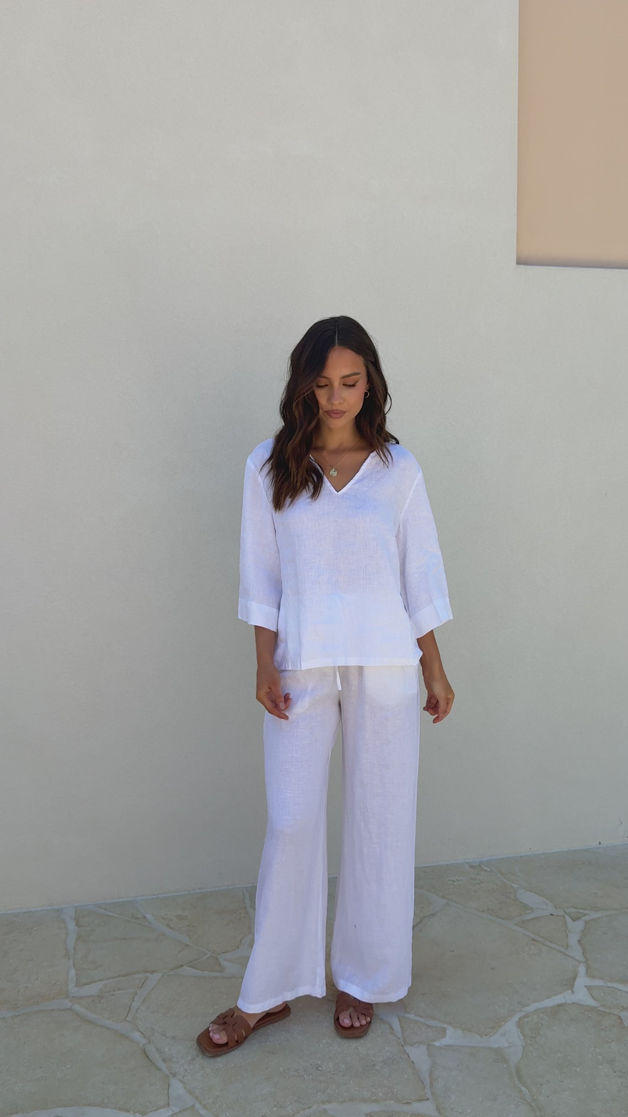 Load video: Tara Pants - White - Billy J