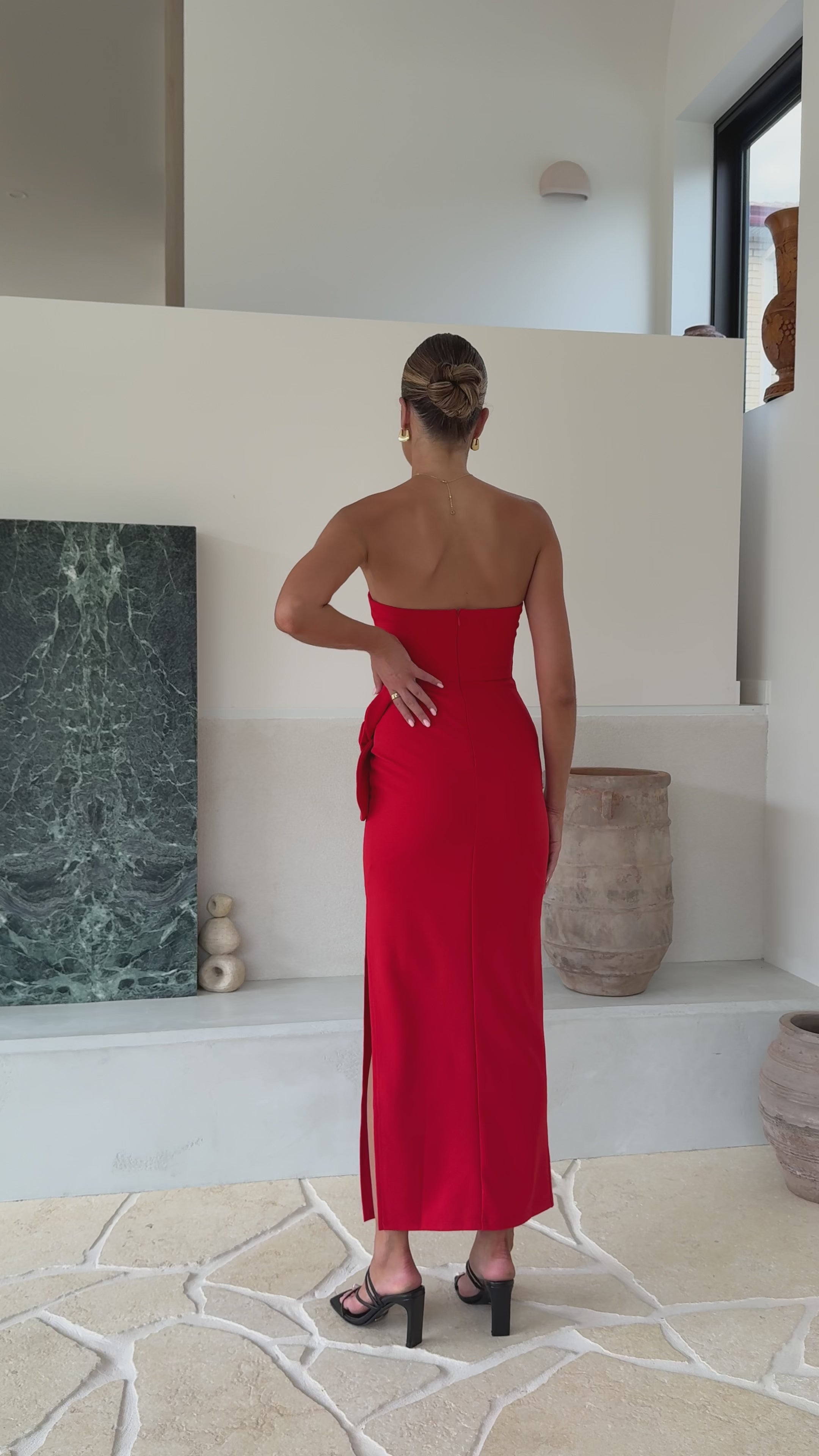 Load video: Athena Maxi Dress - Red - Billy J