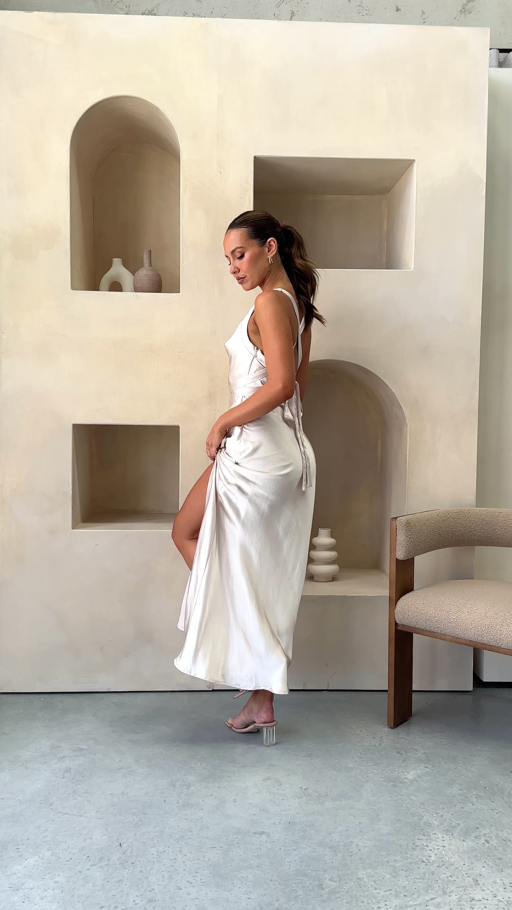 Load video: Zendaya Maxi Dress - Champagne - Billy J