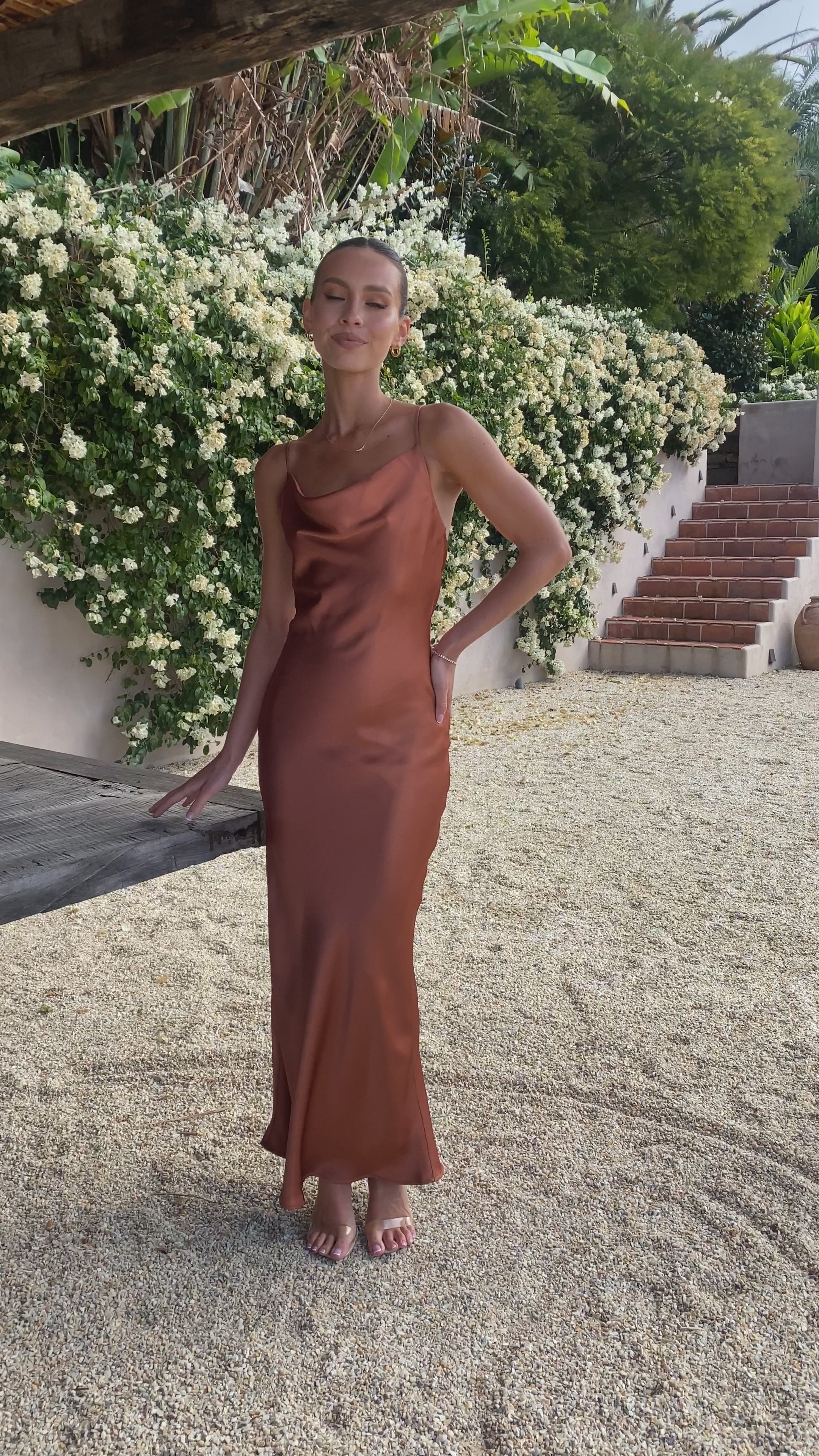 Load video: Willow Maxi Dress - Copper - Billy J