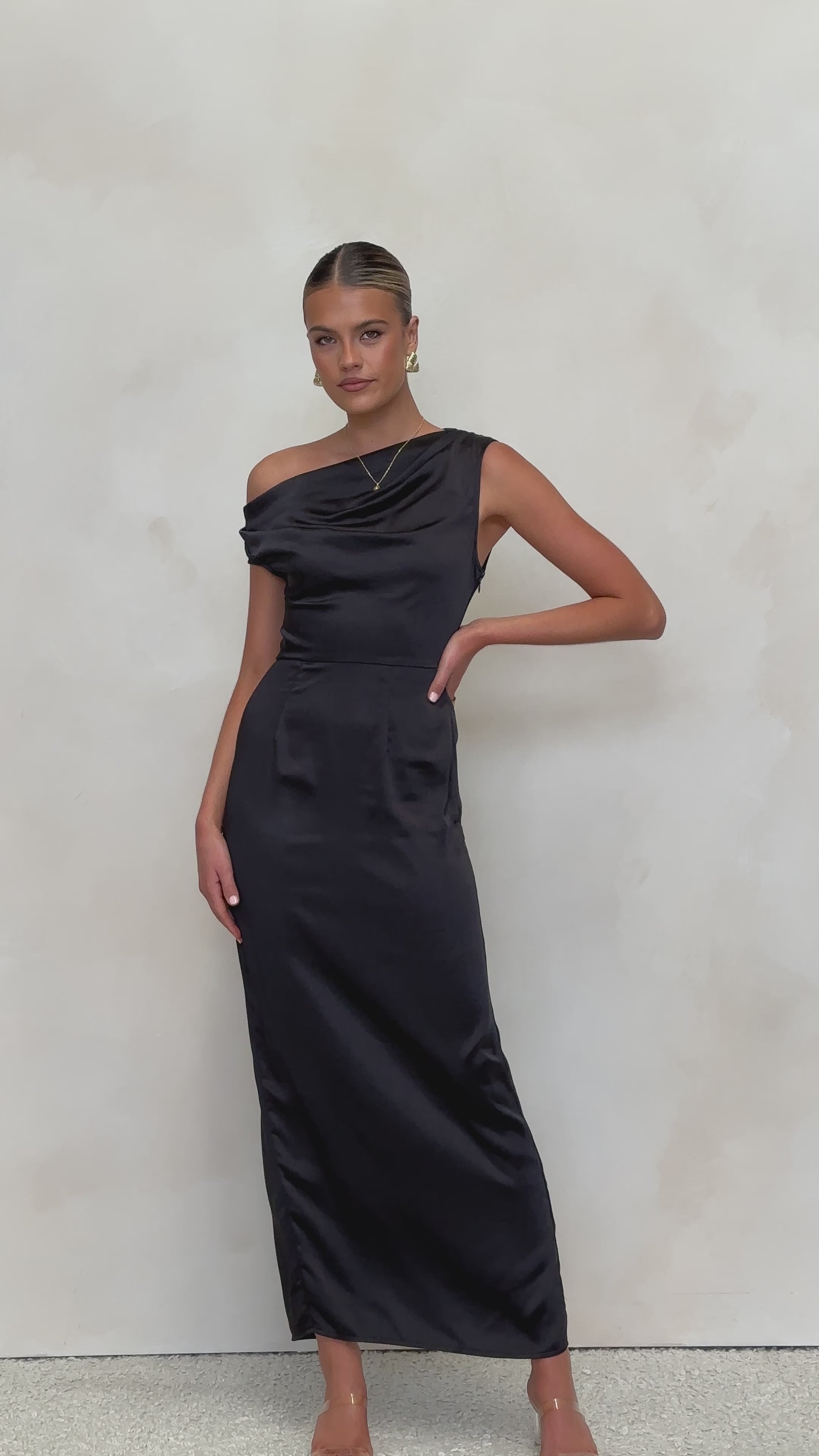 Load video: Harlowe Maxi Dress - Black - Billy J