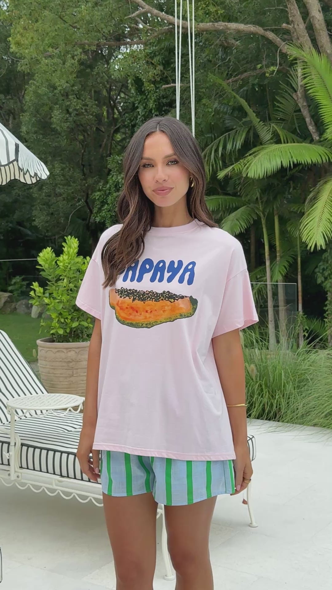 Load video: Sliced Papaya Top and Shorts Set - Pink/Blue - Billy J
