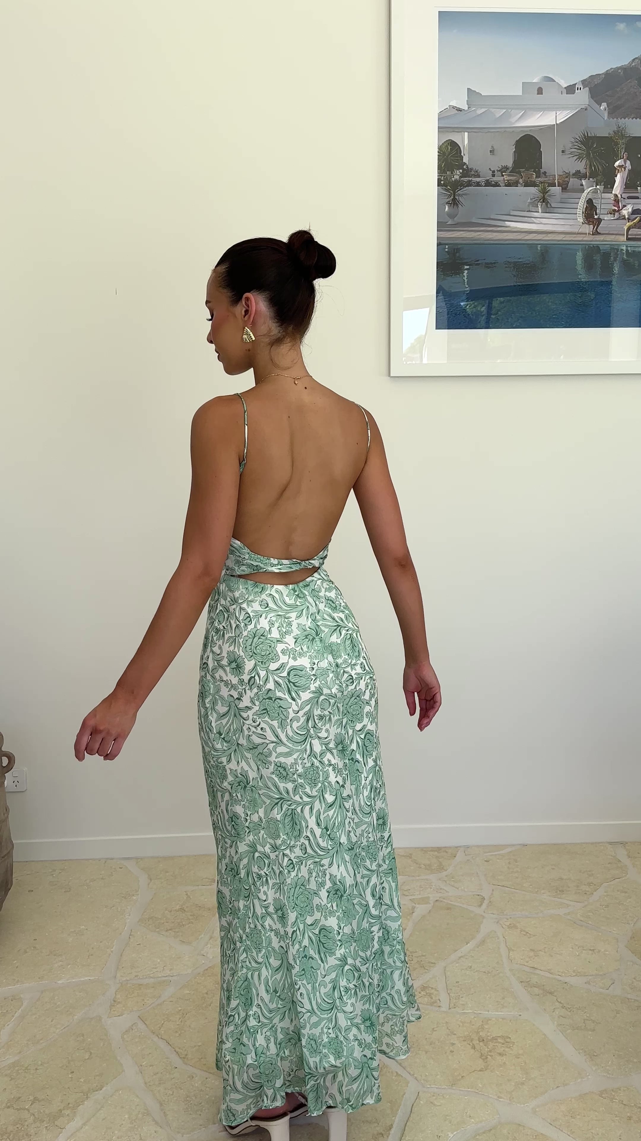Load video: Margie Midi Dress - Green Flower - Billy J