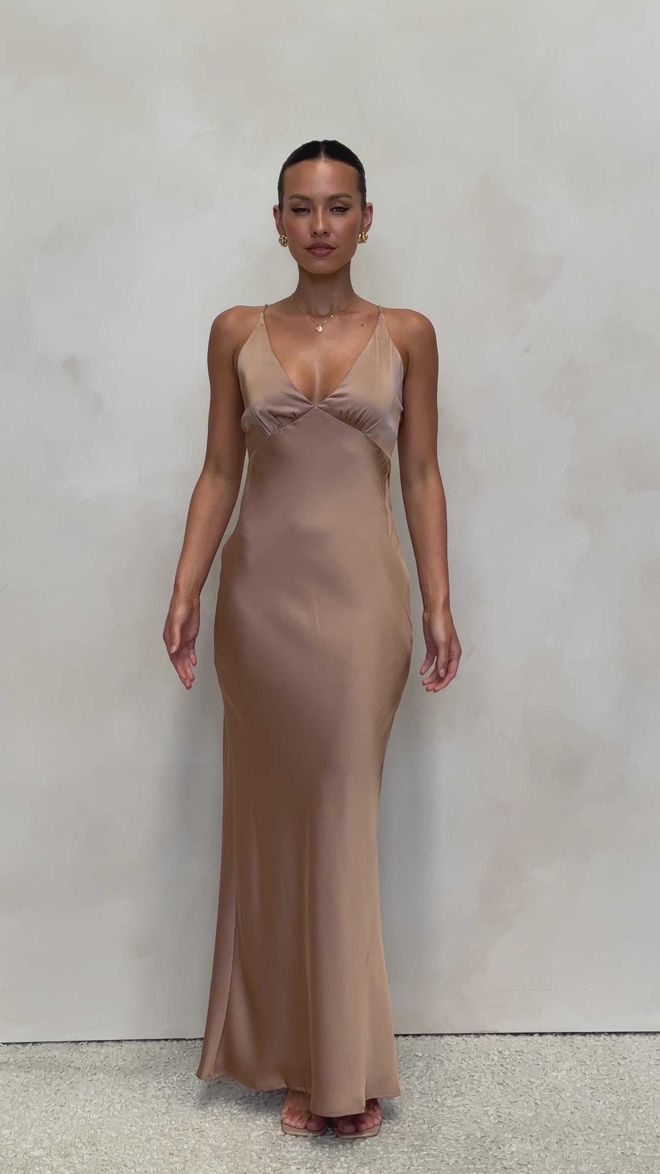 Load video: Ziah Maxi Dress - Latte - Billy J