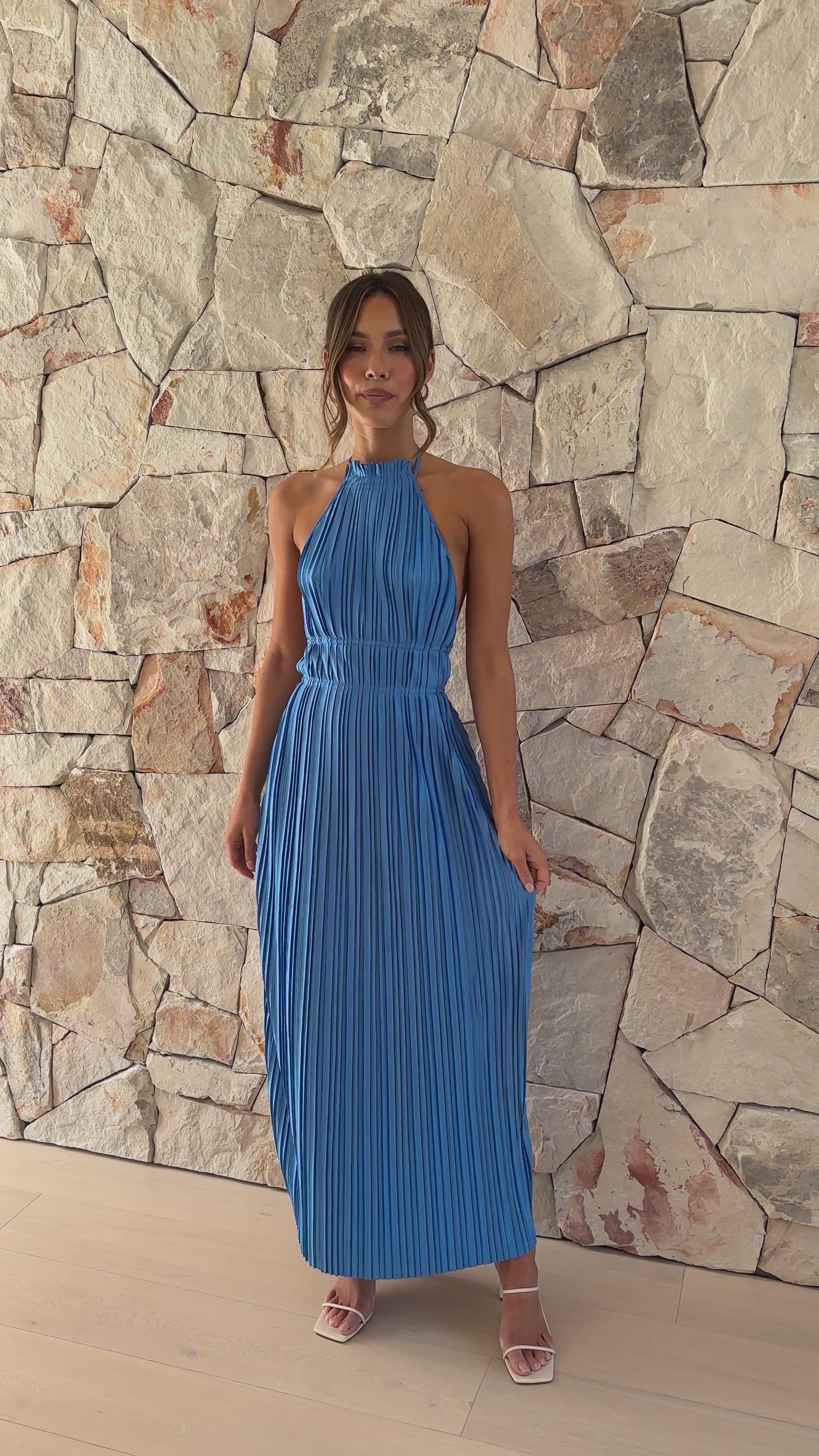 Load video: Frances Maxi Dress - Blue - Billy J
