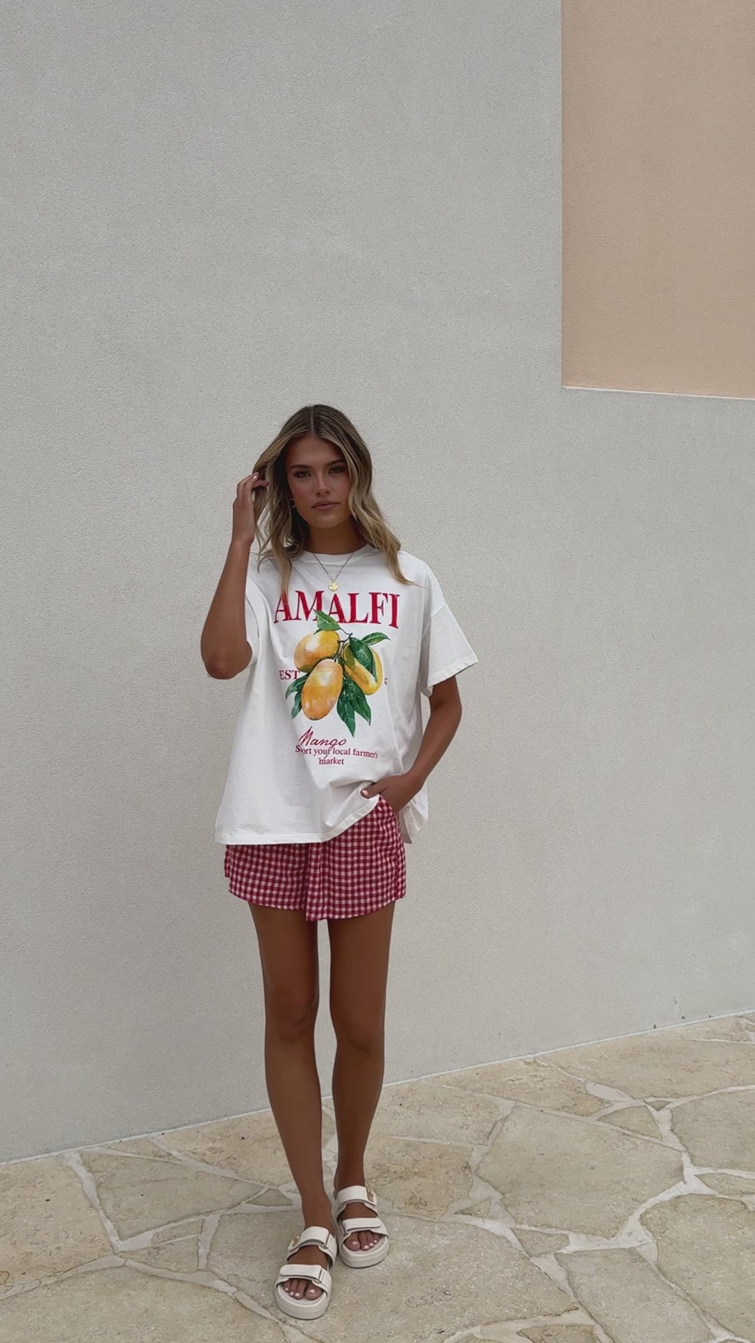 Amalfi Top and Shorts Set - Gingham Mango - Billy J