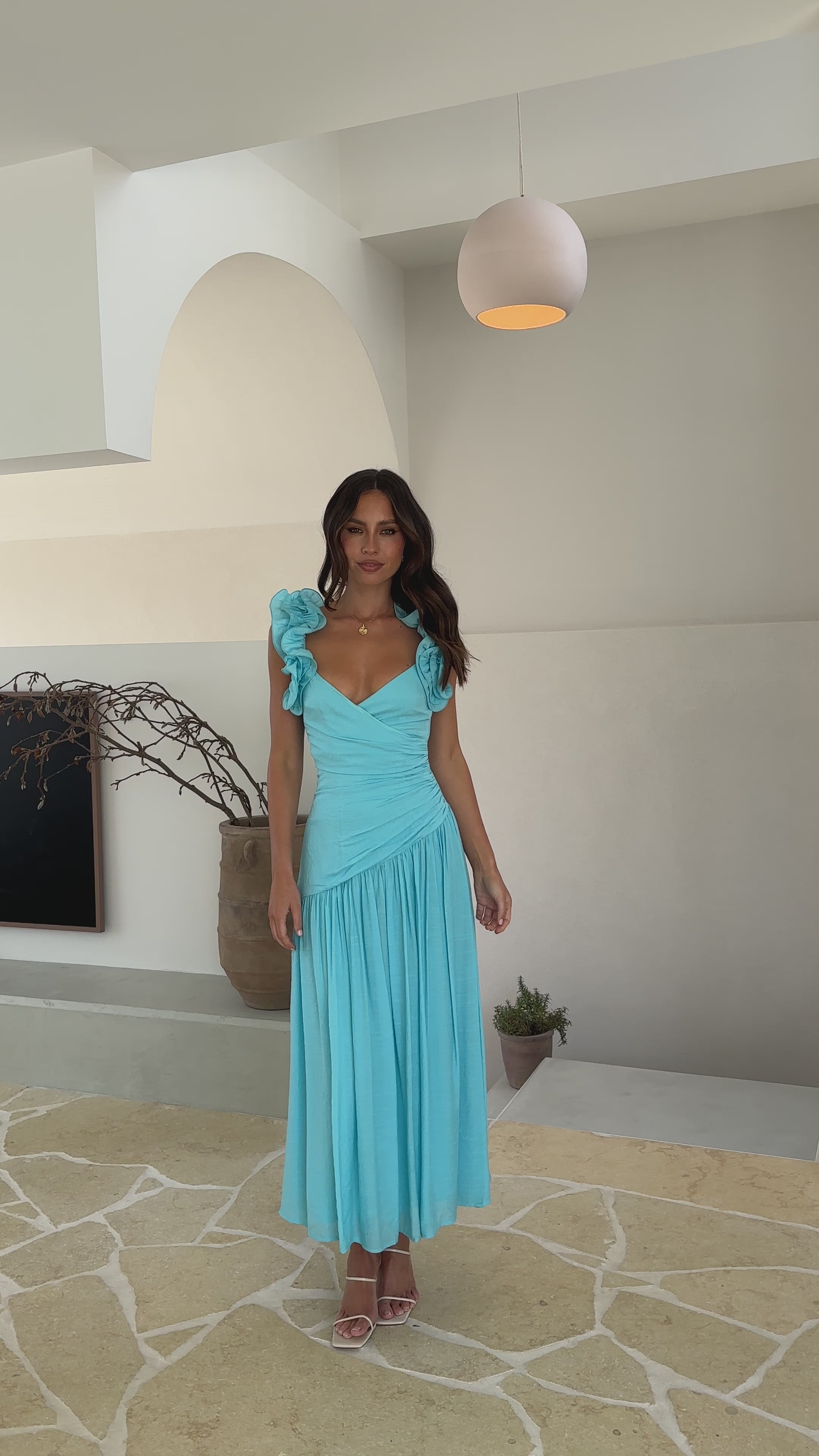 Load video: Alma Maxi Dress - Blue - Billy J
