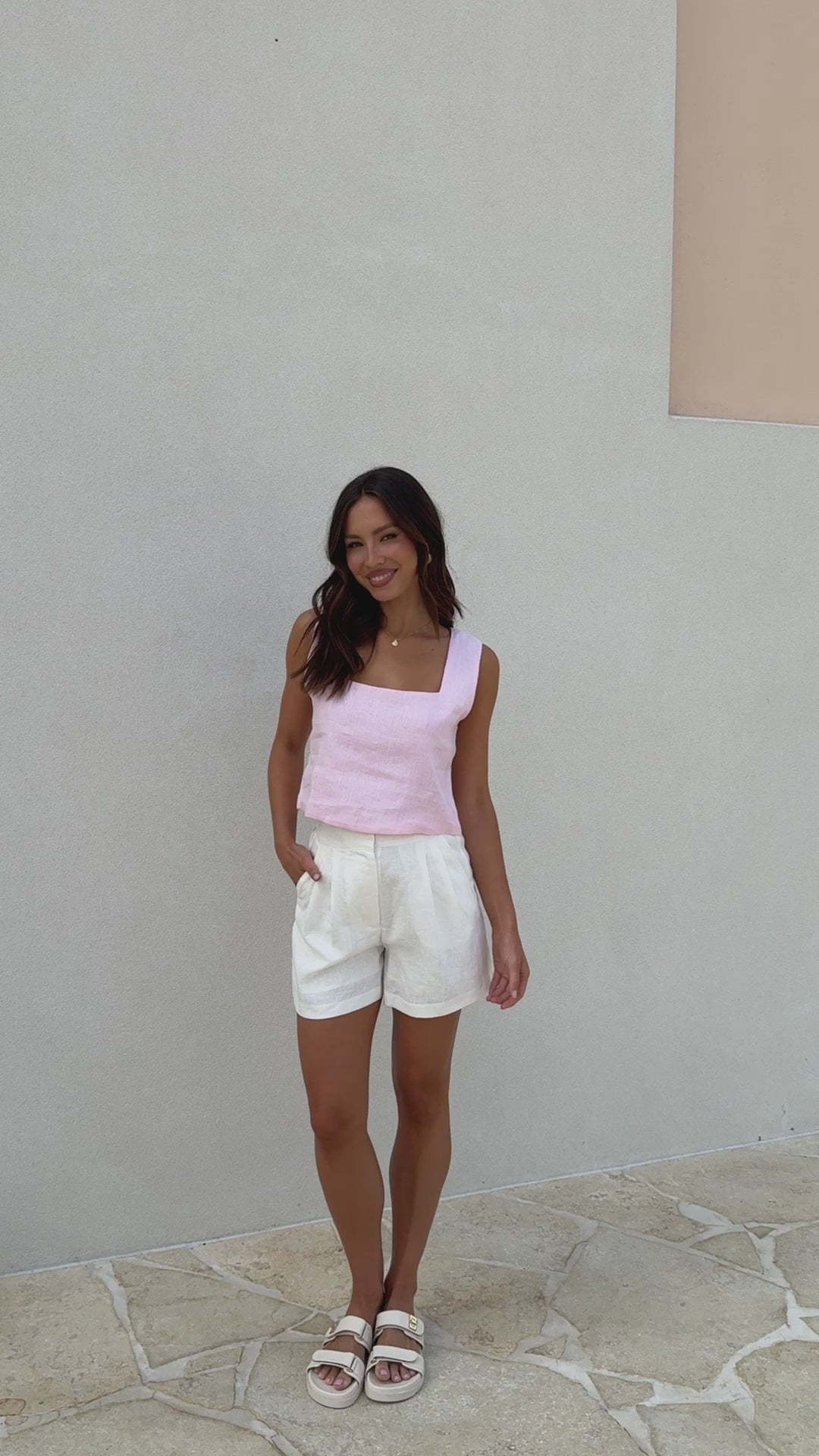 Load video: Tillie Crop Top - Soft Pink - Billy J