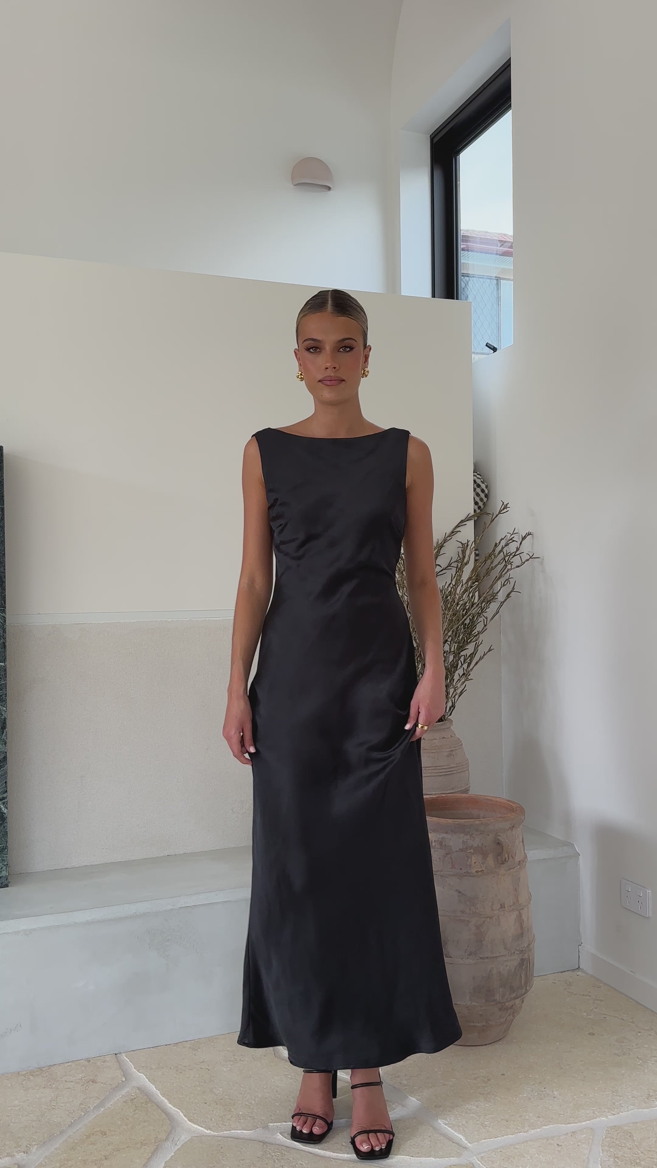 Load video: Barcelona Maxi Dress - Black - Billy J