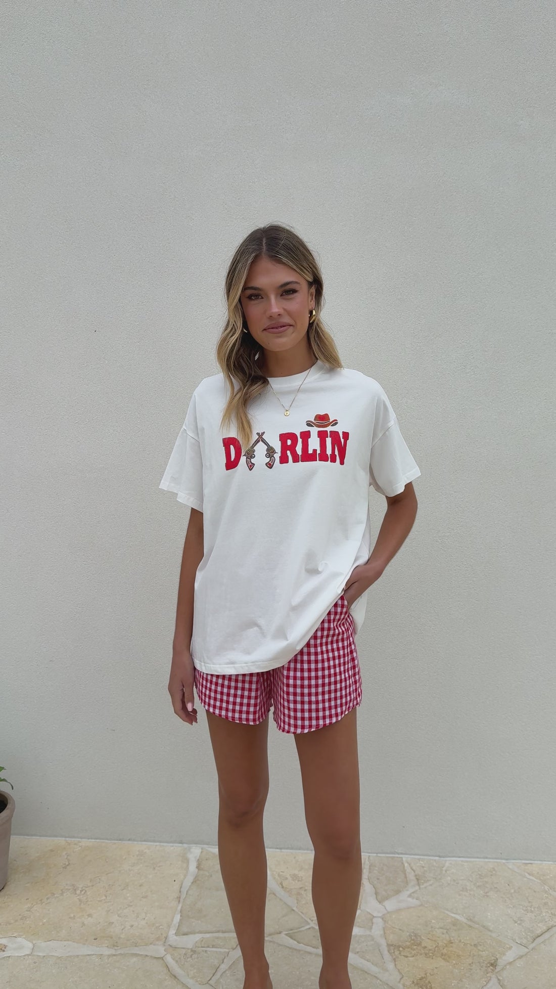 Darlin Top & Shorts Set - White/Red Gingham - Billy J
