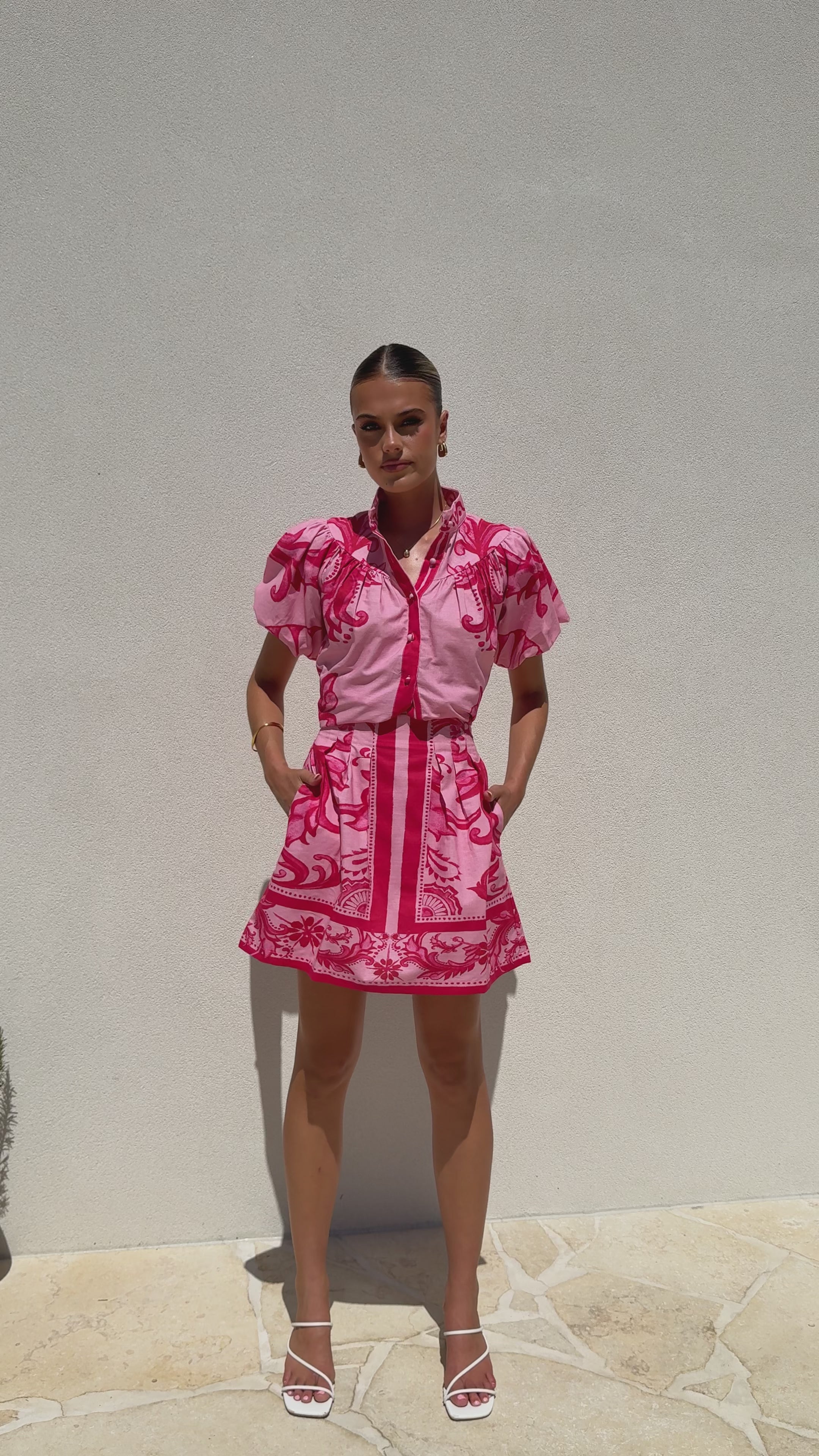 Load video: Laraine Mini Skirt - Pink - Billy J