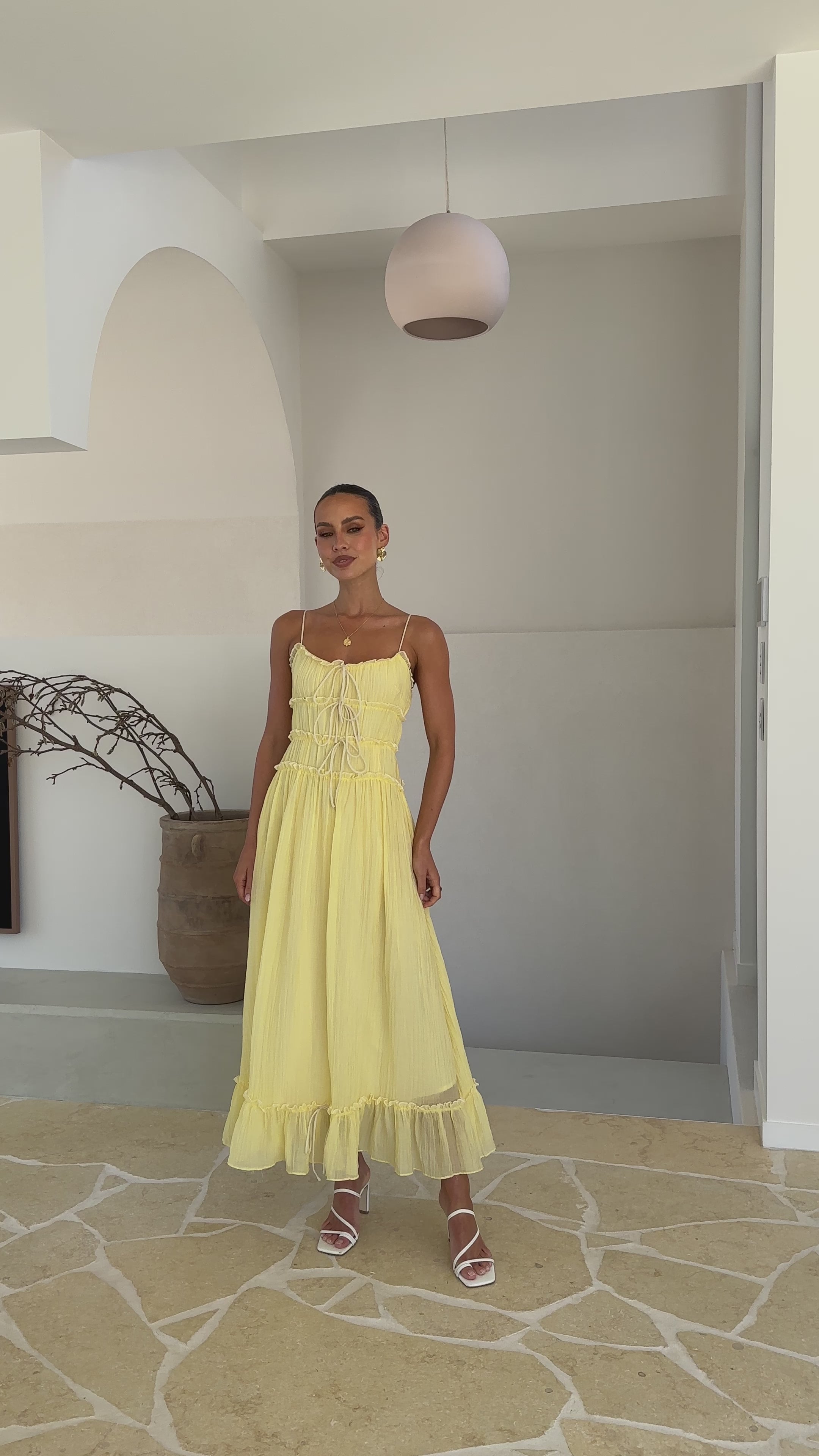 Load video: Halo Maxi Dress - Lemon - Billy J