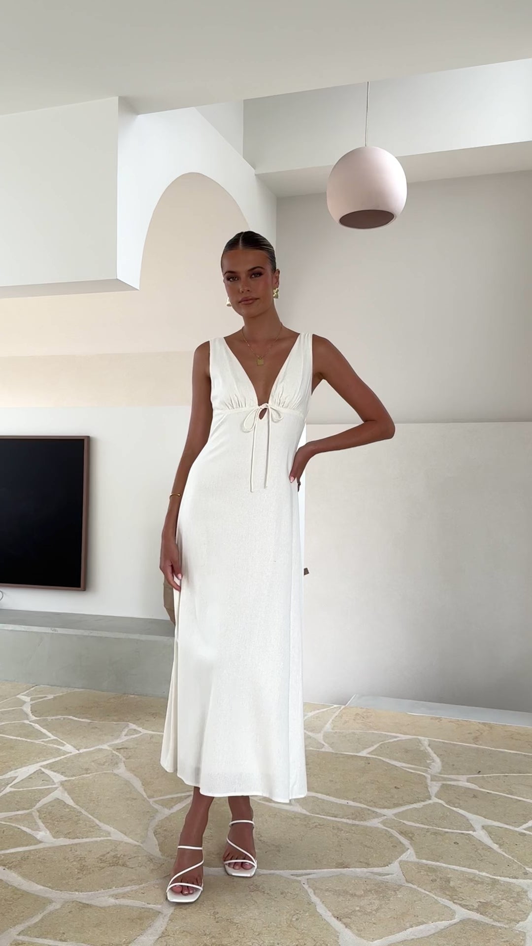 Load video: Kataryna Maxi Dress - White - Billy J