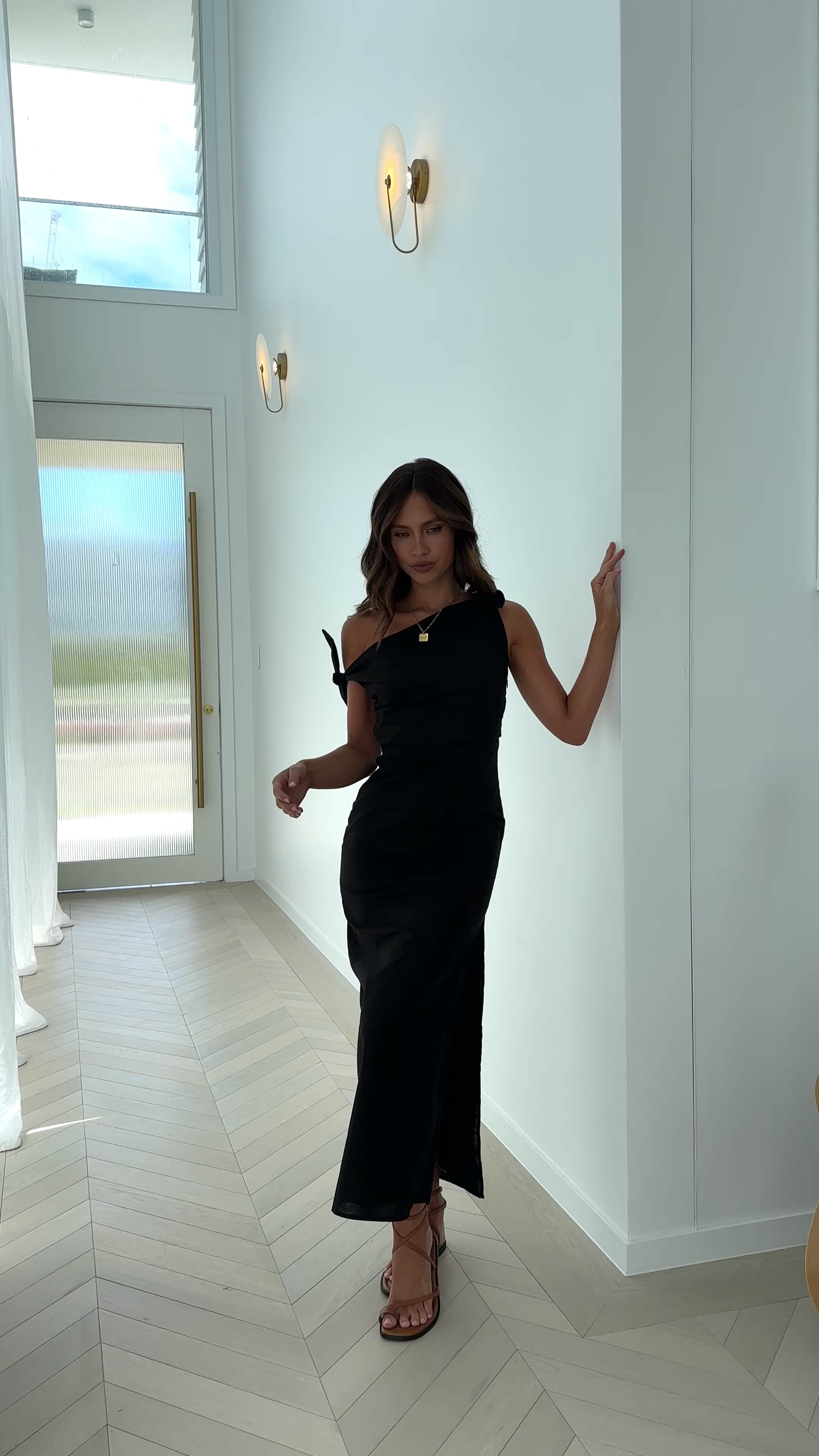 Load video: Simone Maxi Dress - Black - Billy J