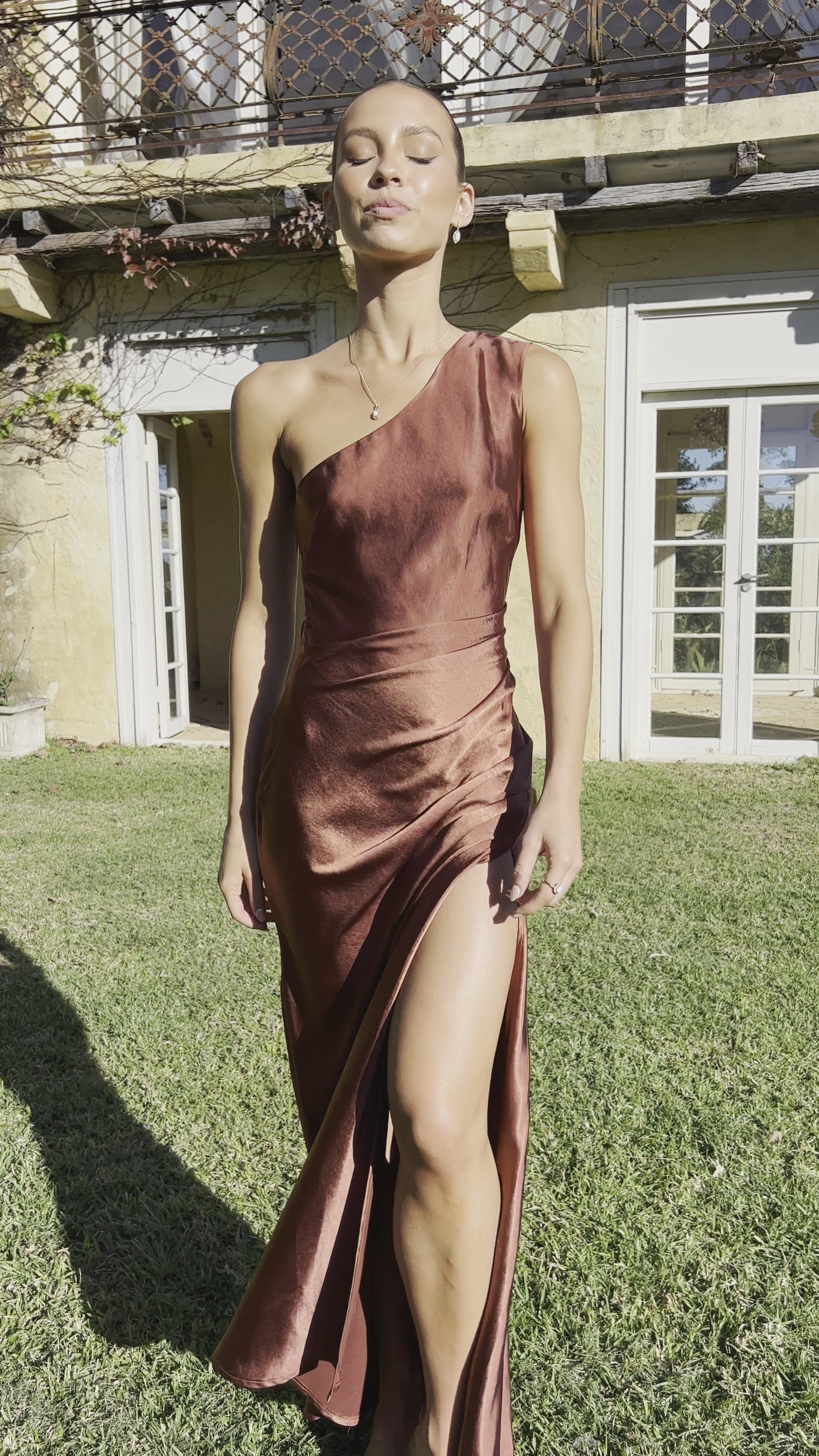Load video: Victoria Maxi Dress - Rust - Billy J
