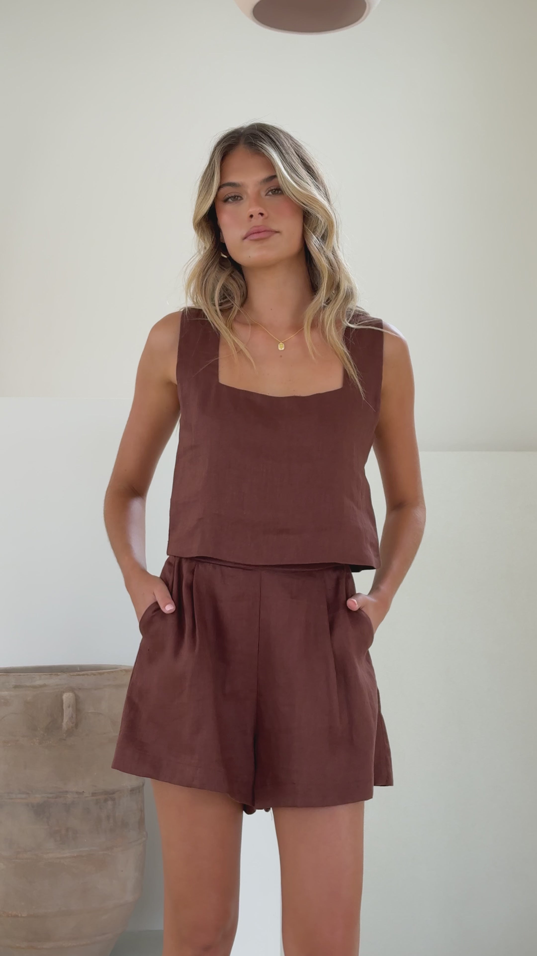 Load video: Tillie Shorts - Brown - Billy J