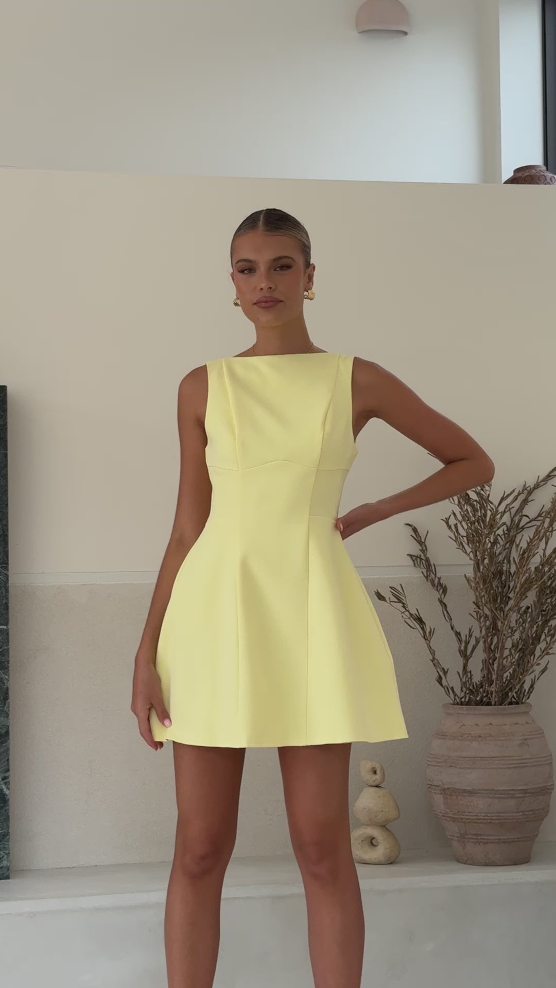 Load video: Rafiki Mini Dress - Yellow - Billy J