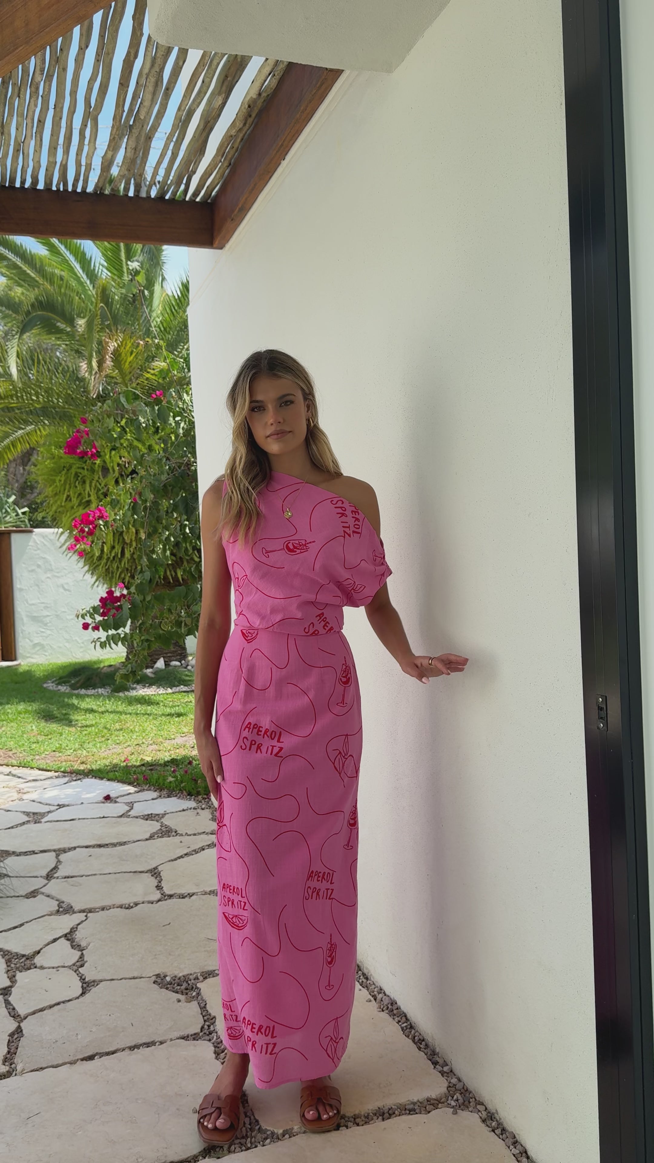 Load video: Luci Maxi Dress - Pink / Red Aperol - Billy J