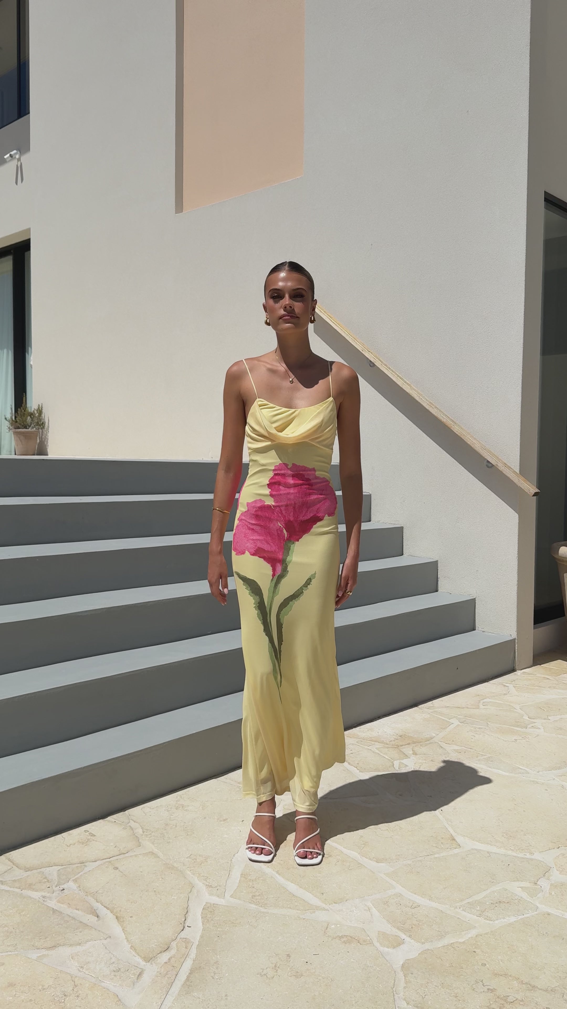 Load video: Kiaya Maxi Dress - Yellow/Blossom - Billy J