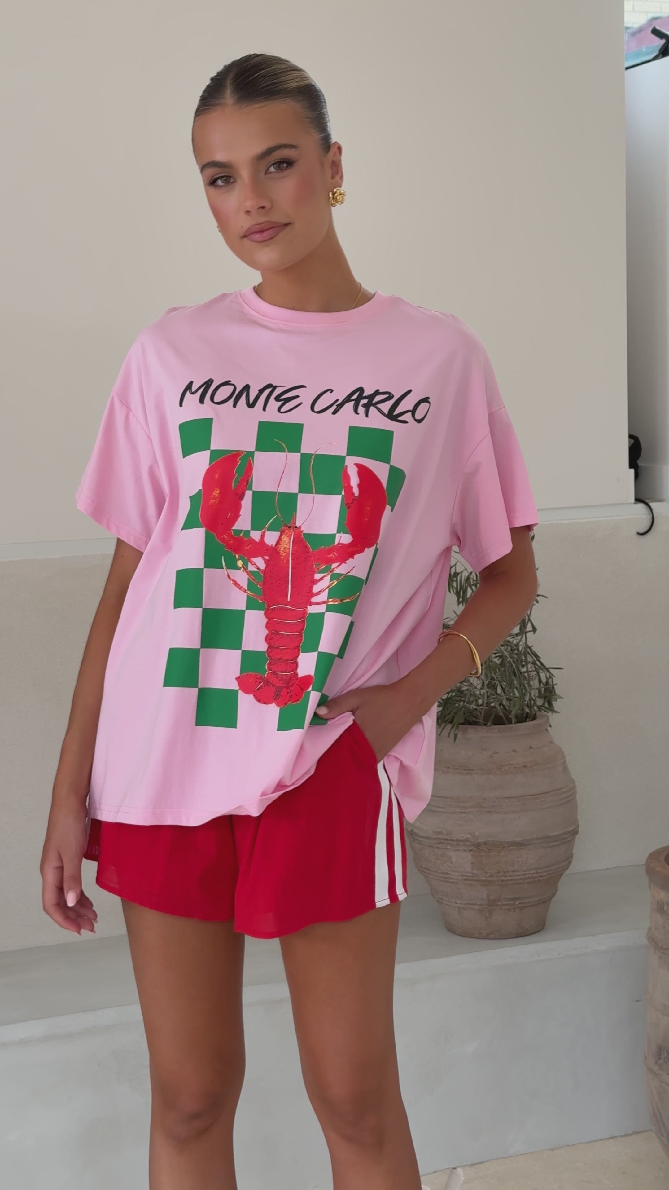 Load video: Monte Carlo Shirt and Shorts Set - Lobster - Billy J