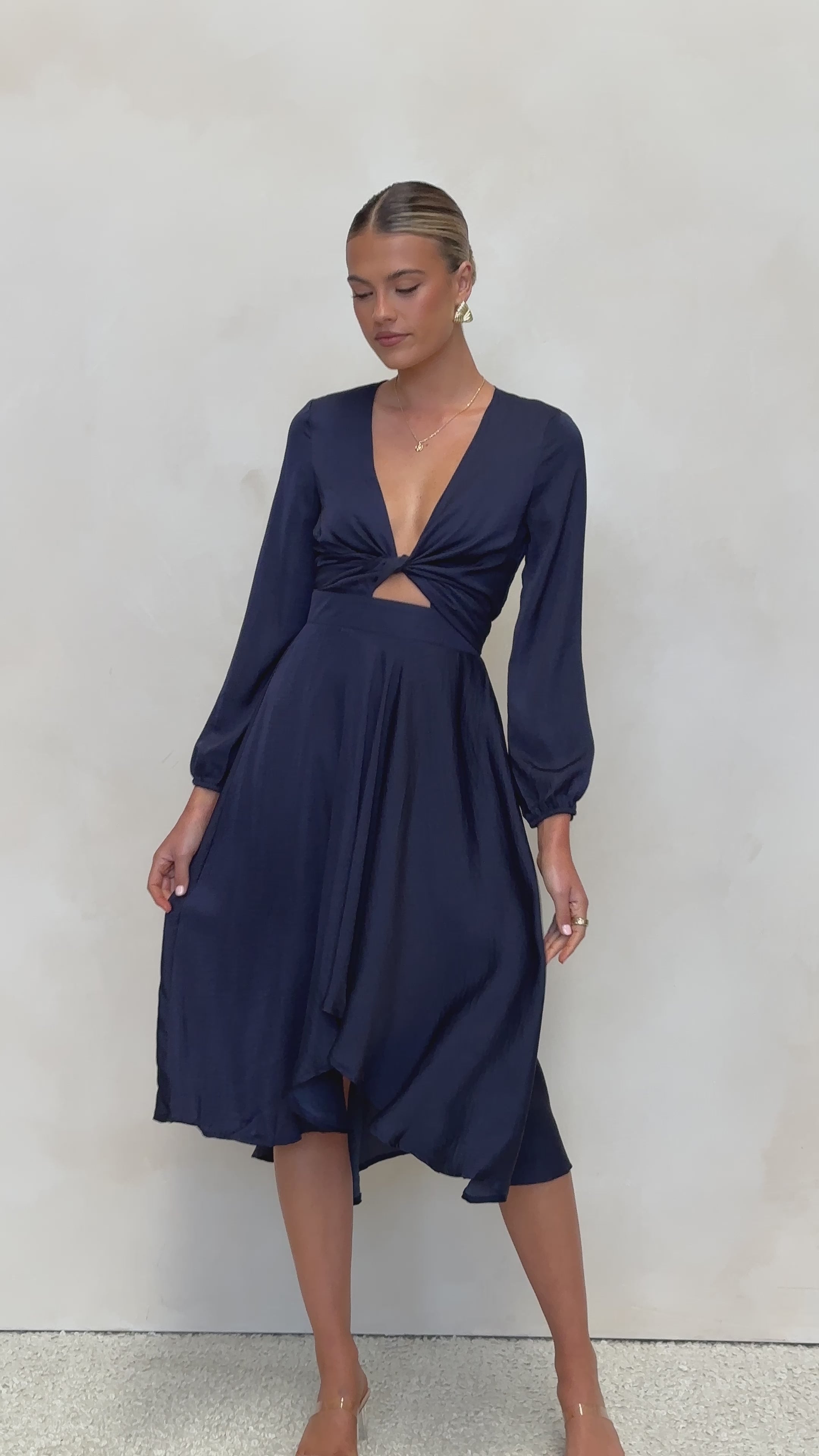 Load video: Starry Nights Dress - Navy - Billy J