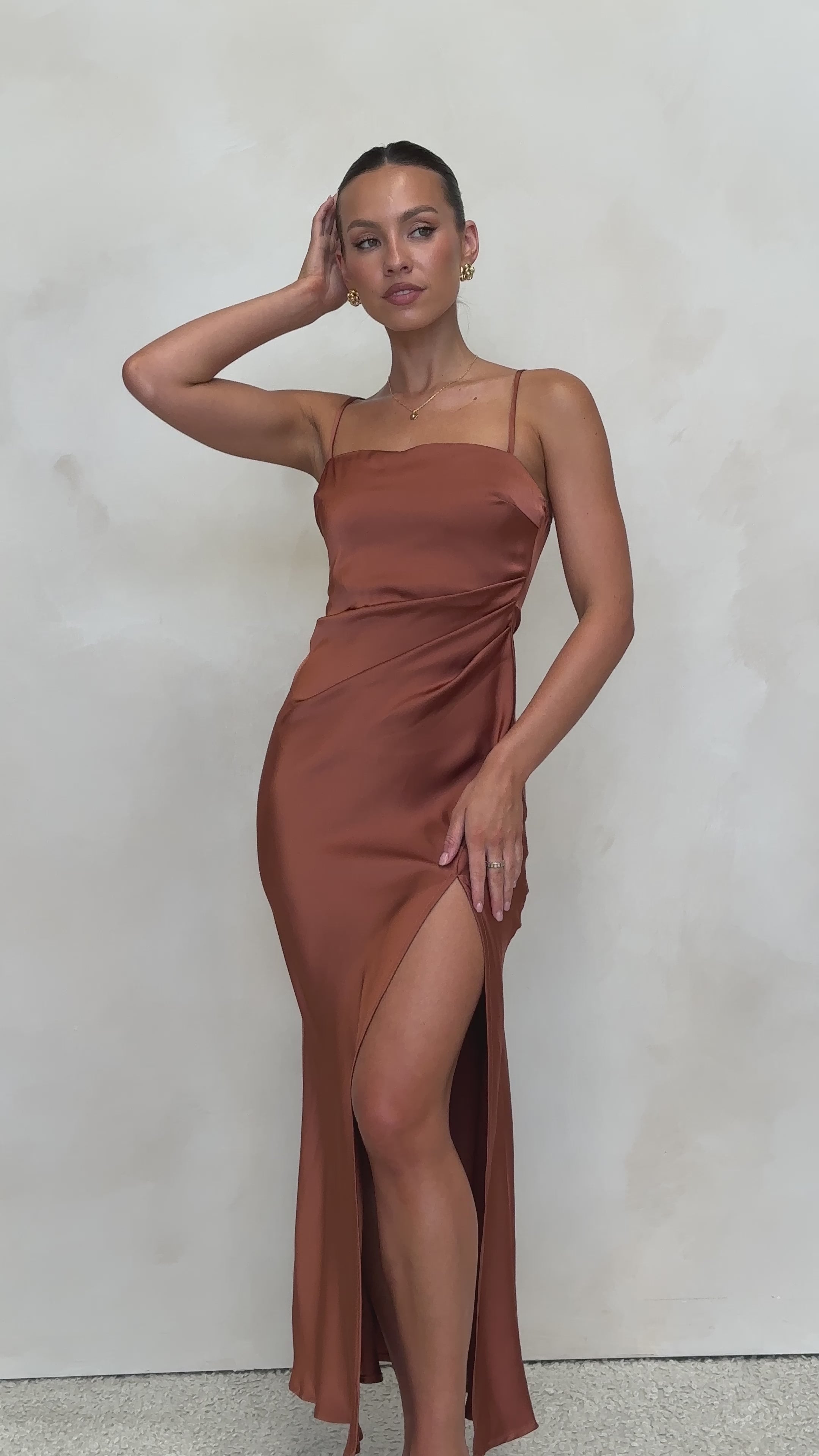 Load video: Ilana Maxi Dress - Copper - Billy J