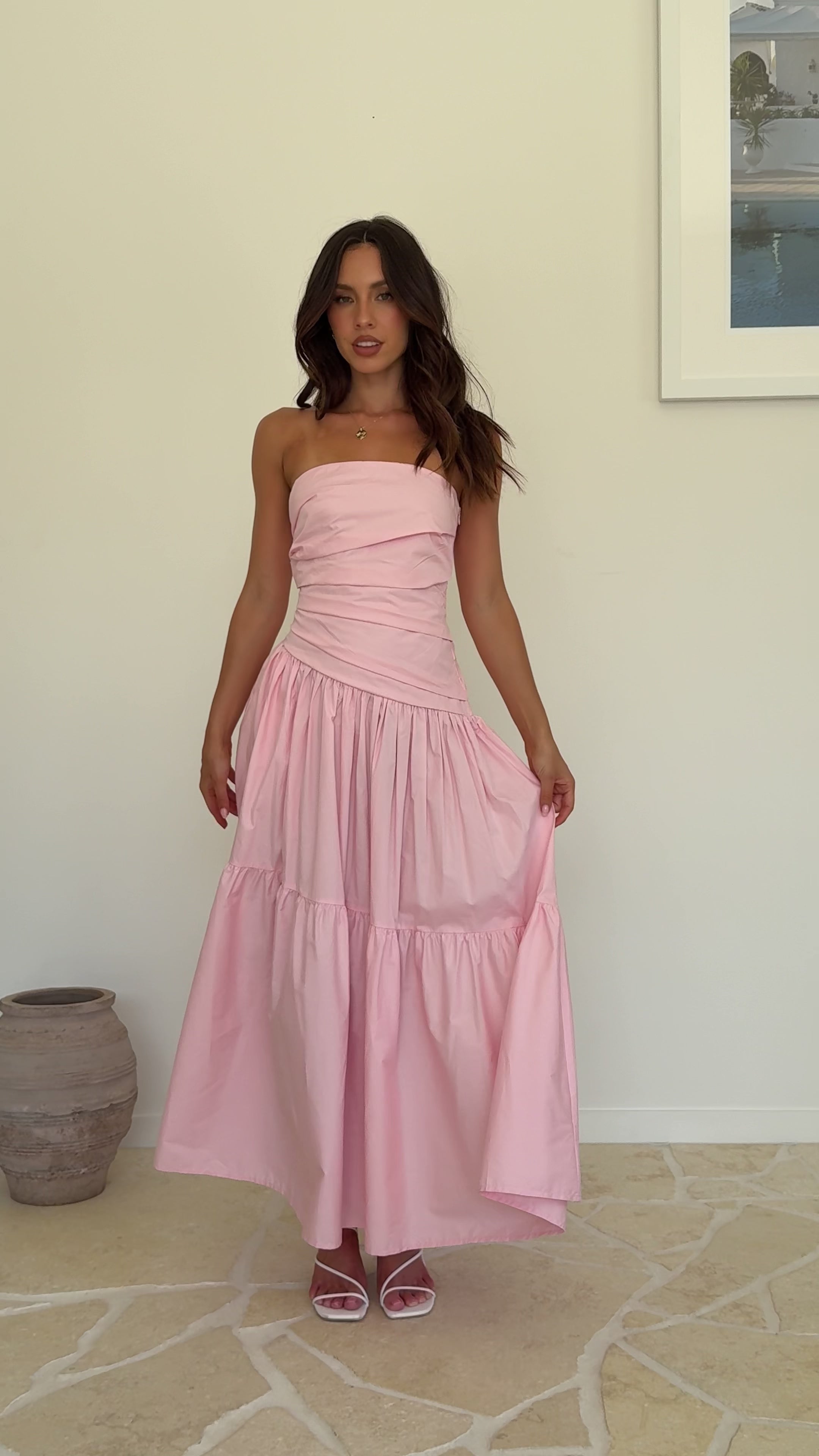 Load video: Lola Maxi Dress - Pink - Billy J