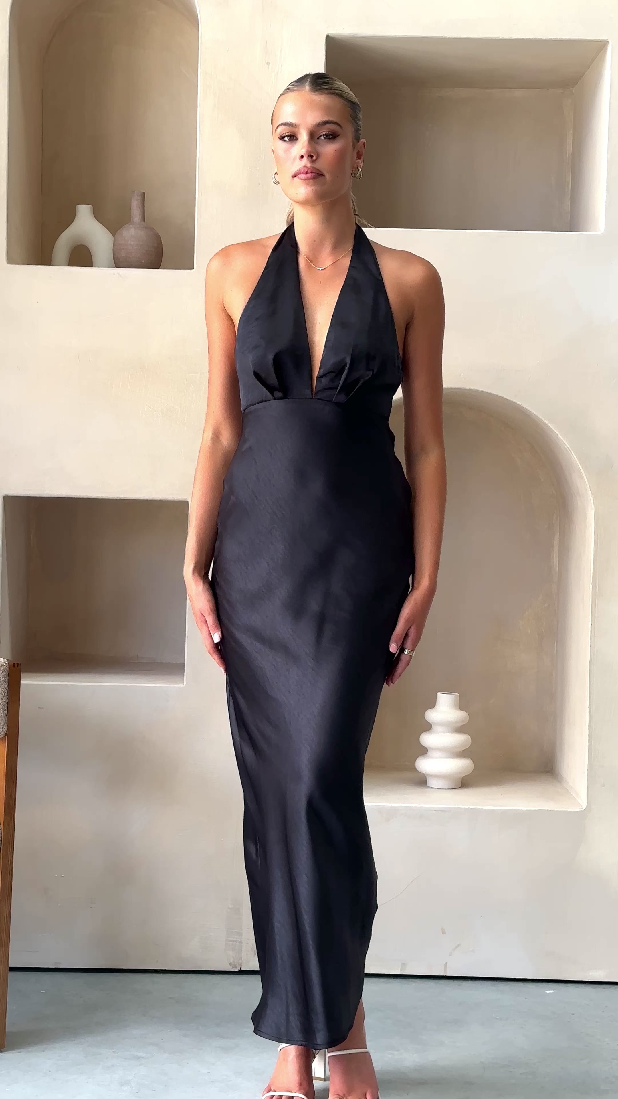 Load video: Chloe Maxi Dress - Black - Billy J