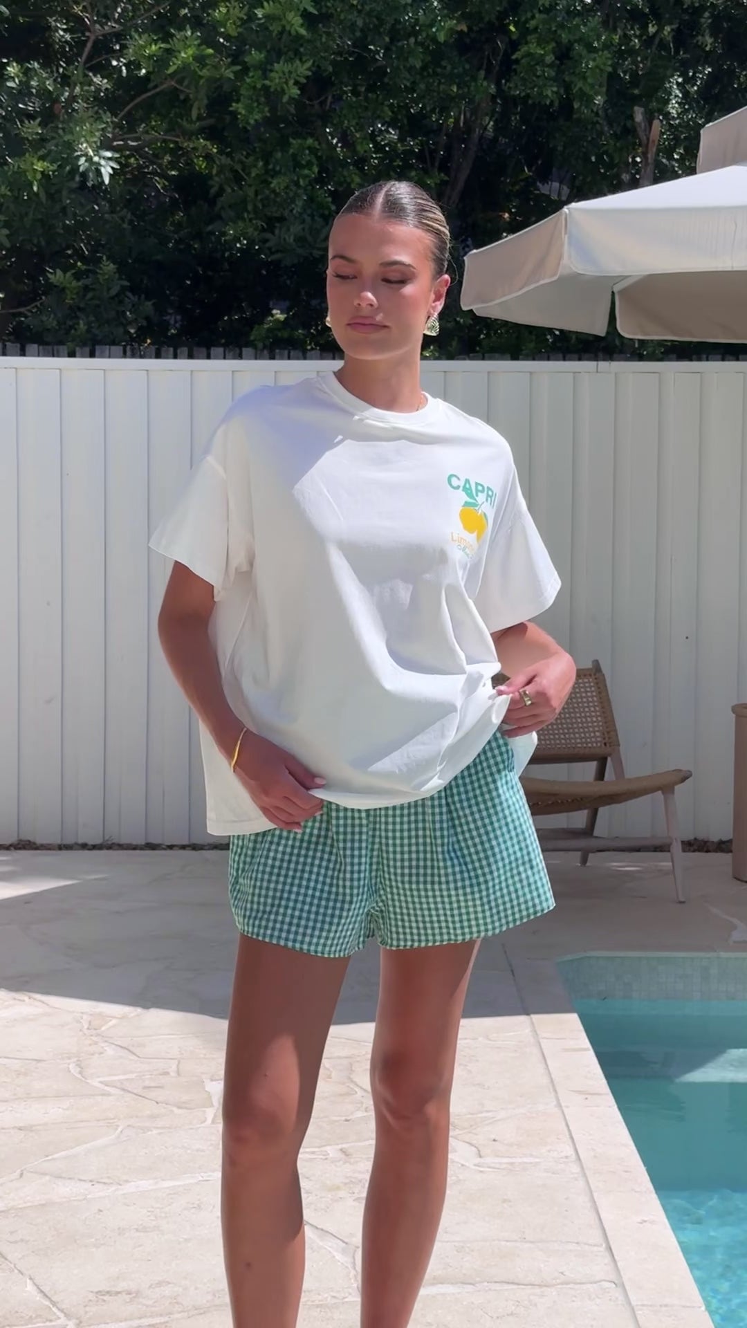 Load video: Limone Italia Top and Shorts Set - White/Green - Billy J
