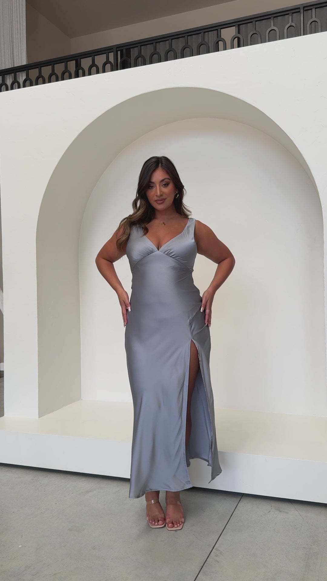 Load video: Taylor Maxi Dress - Steel Blue - Billy J