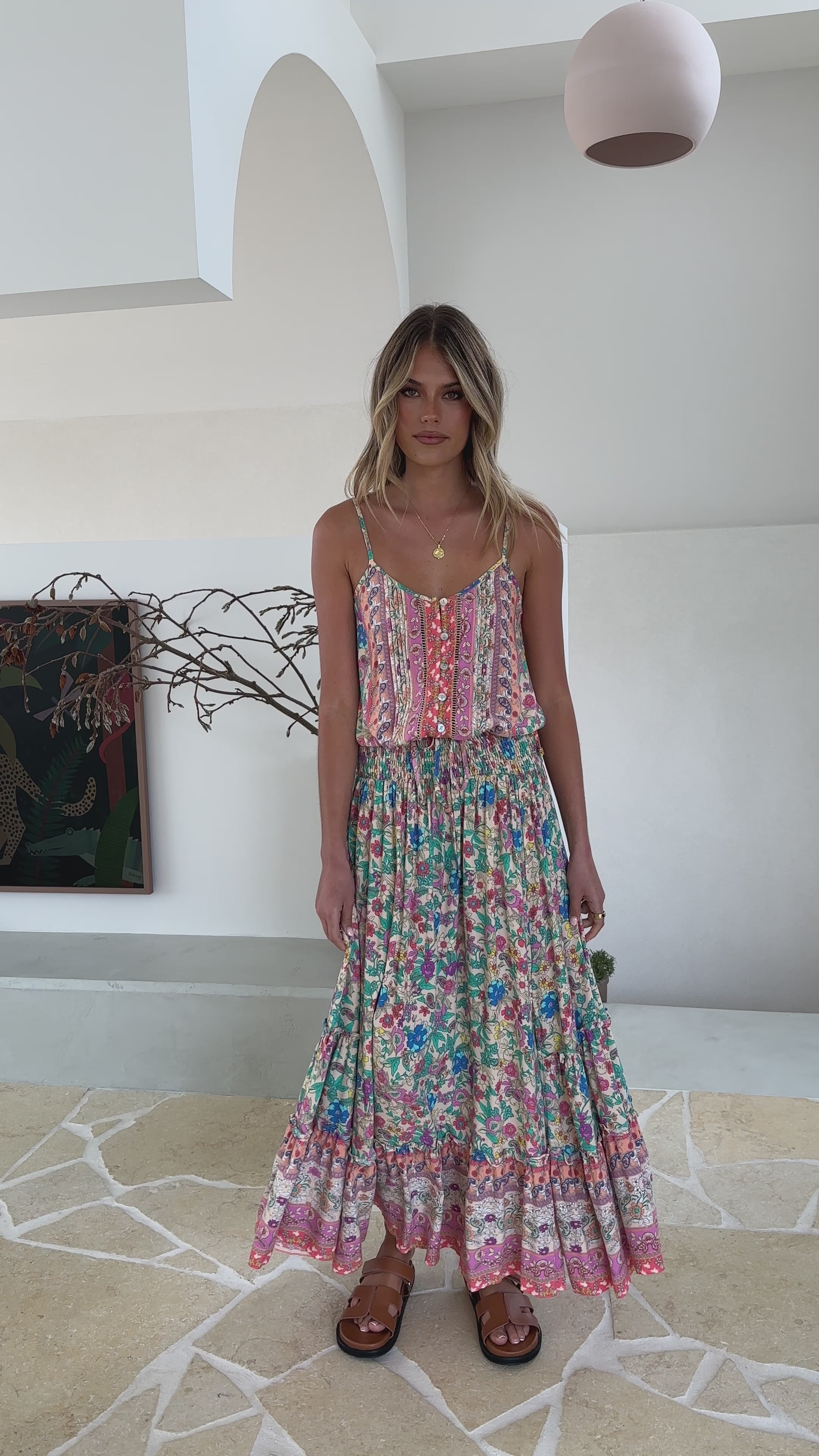 Load video: Balise Maxi Skirt - Multi - Billy J