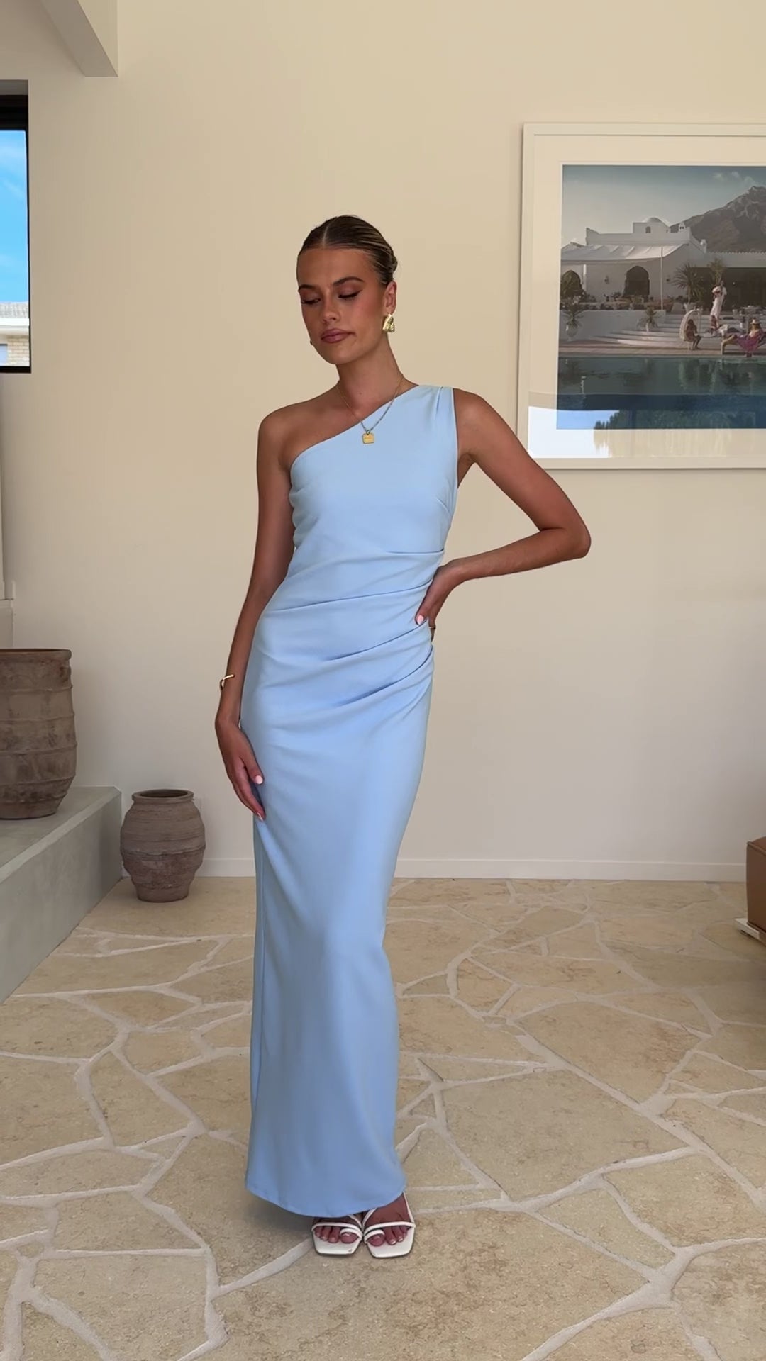 Load video: Cataleya Maxi Dress - Light Blue - Billy J