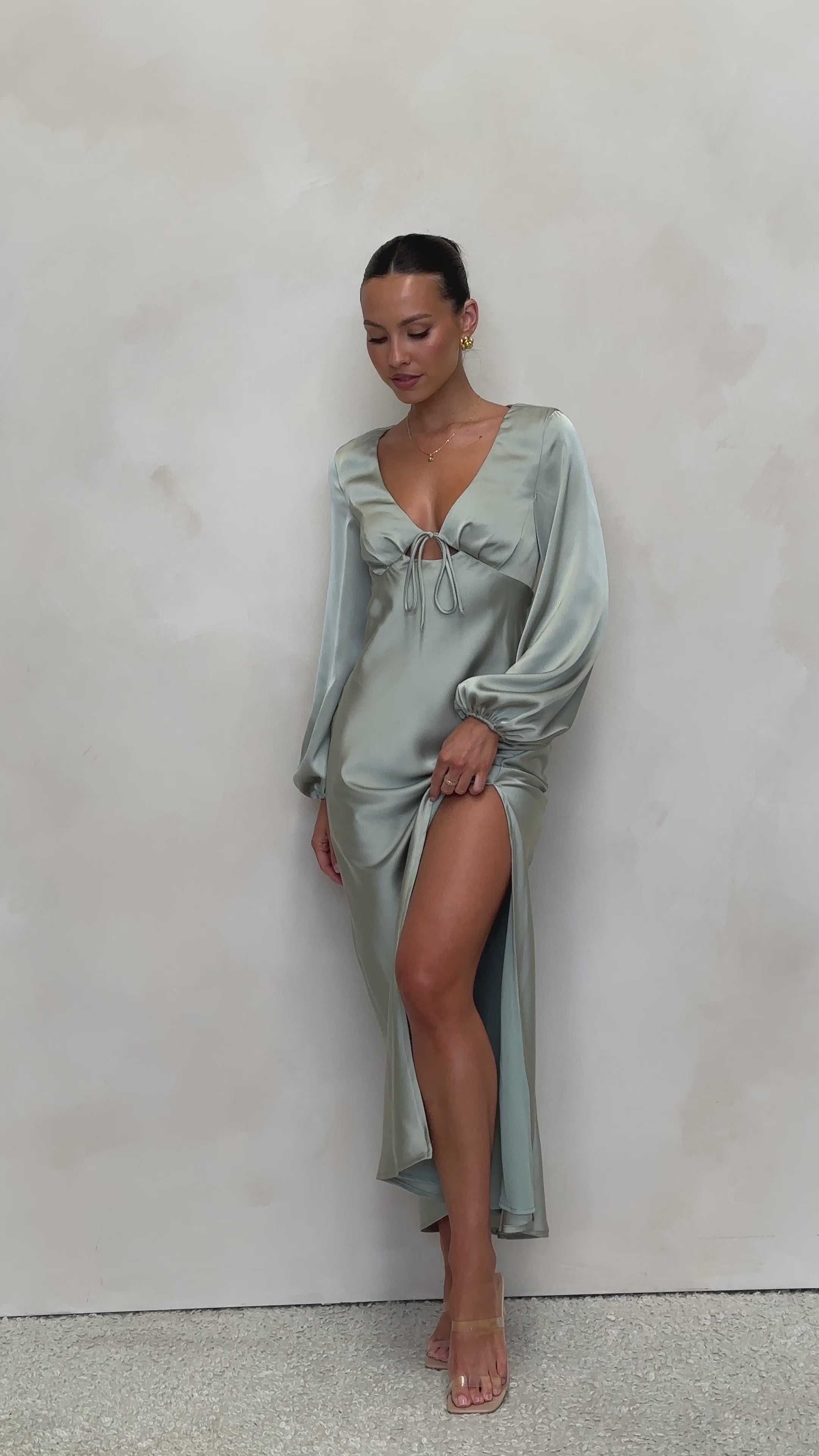 Load video: Brigitte Maxi Dress - Olive - Billy J