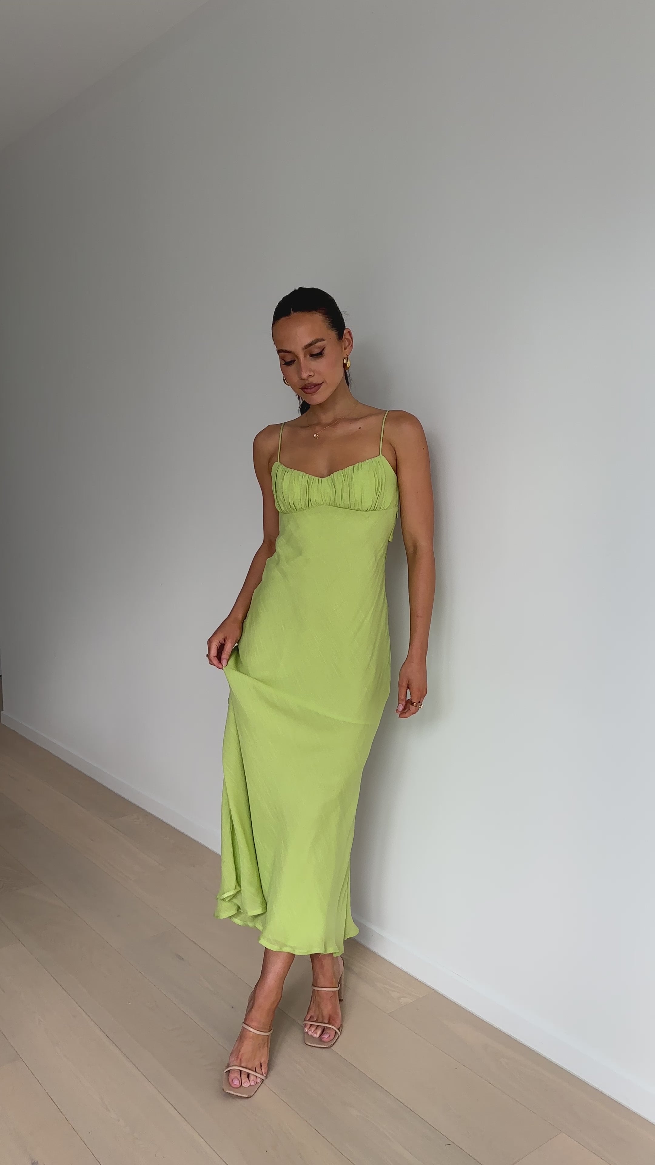Load video: Galina Maxi Dress - Lime - Billy J