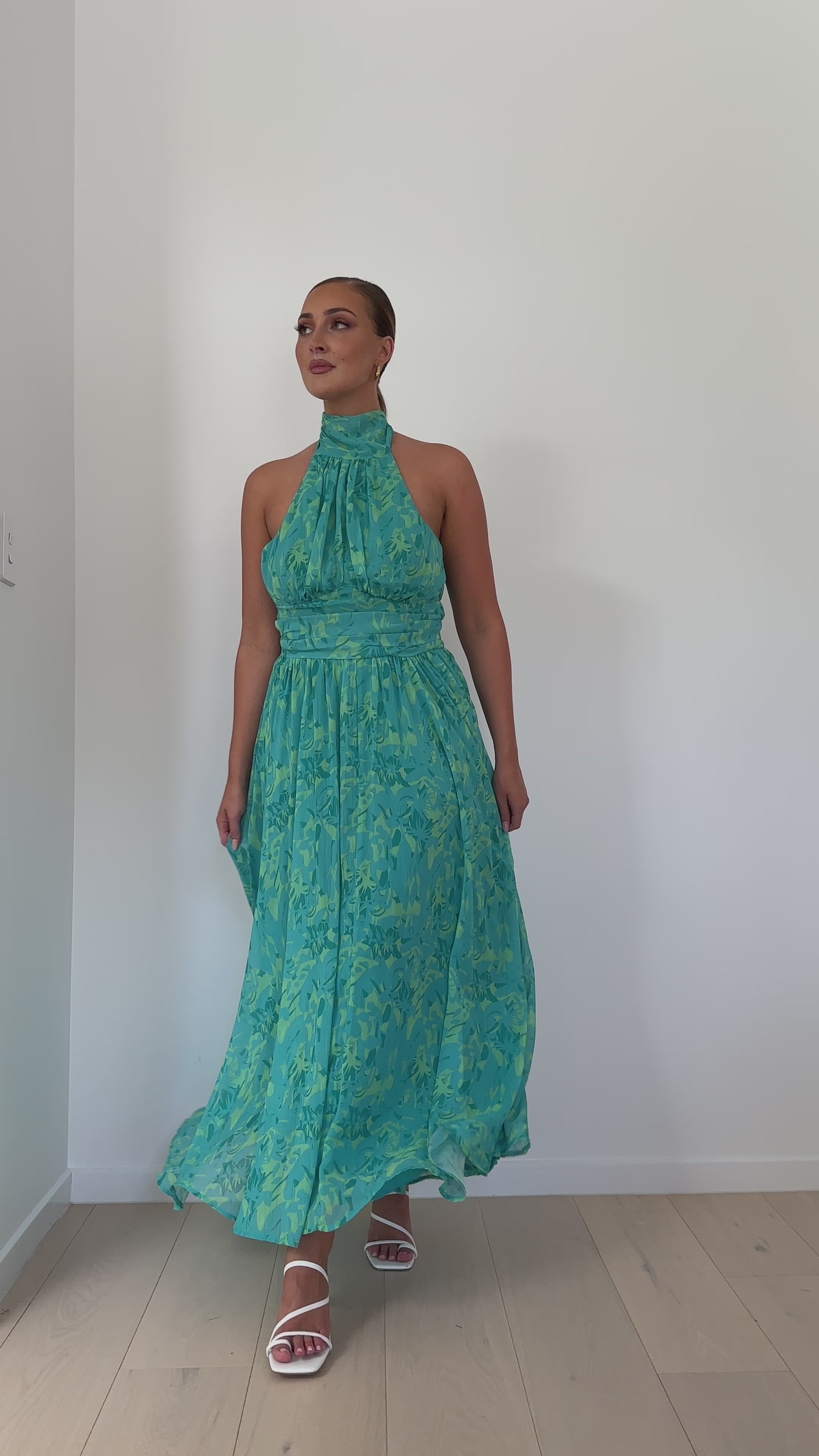 Load video: Zahava Maxi Dress - Green Floral - Billy J