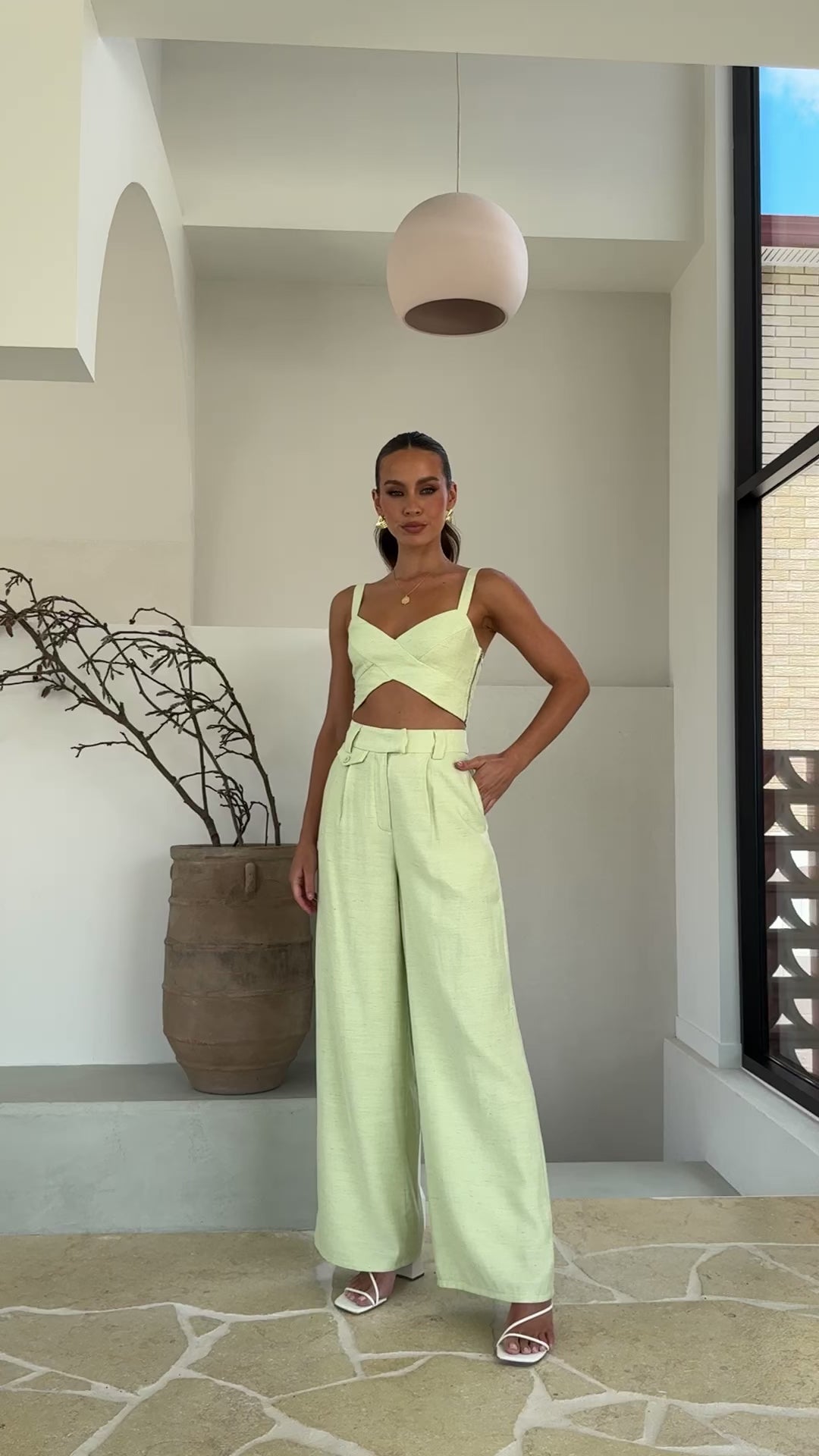 Load video: Toni Crop Top - Lime - Billy J