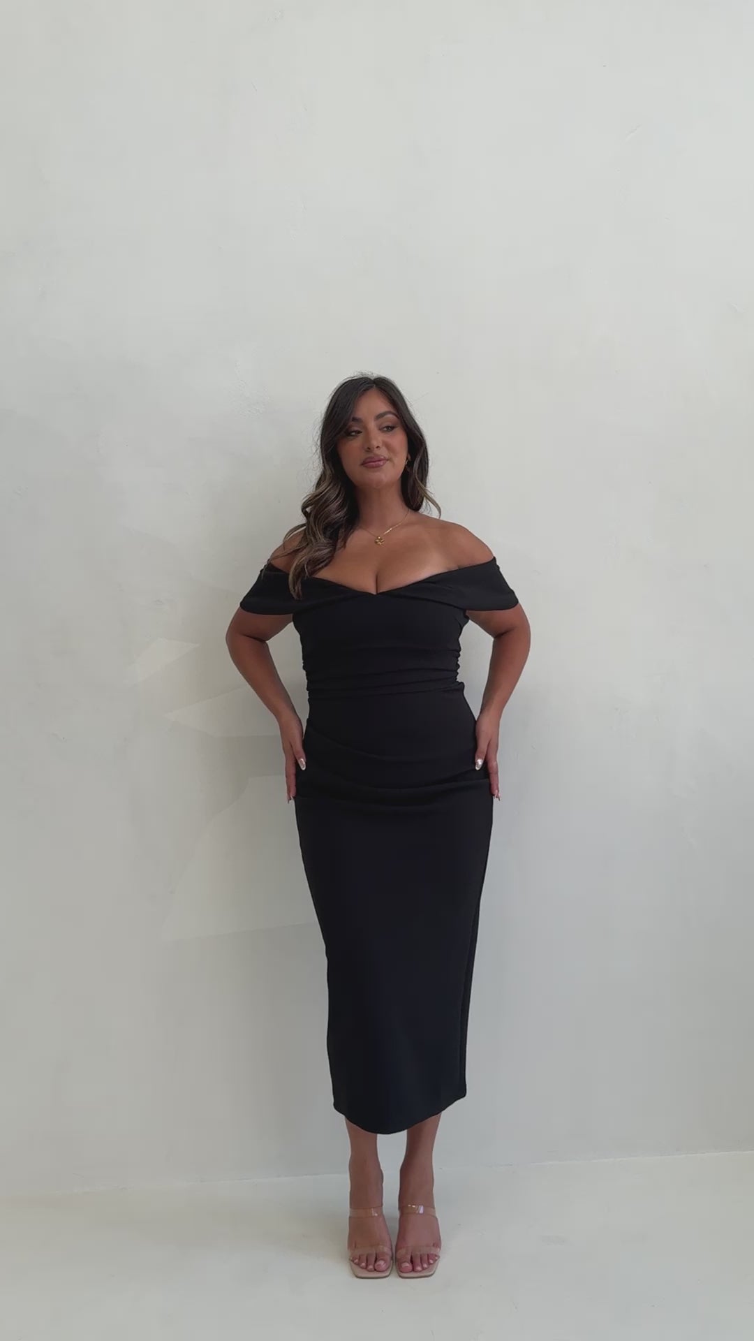 Load video: Holly Midi Dress - Black - Billy J