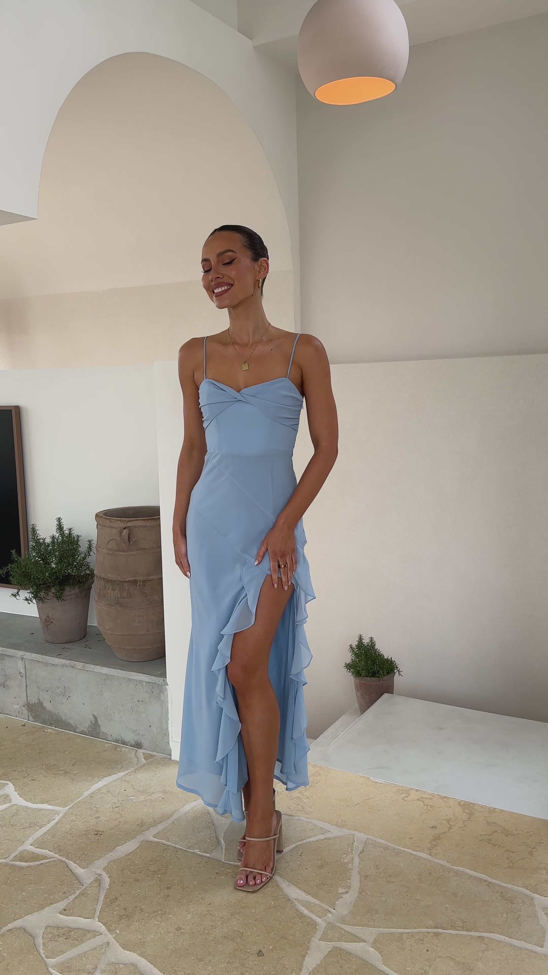 Load video: Kiyah Midi Dress - Blue - Billy J