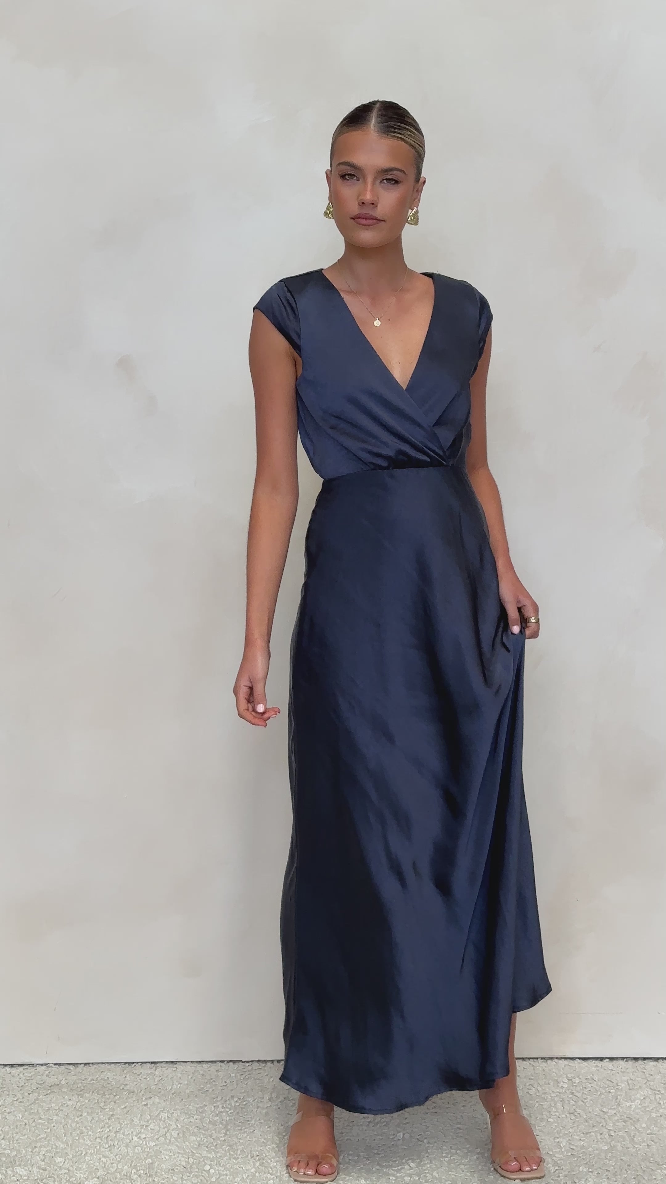 Load video: Selma Maxi Dress - Navy - Billy J