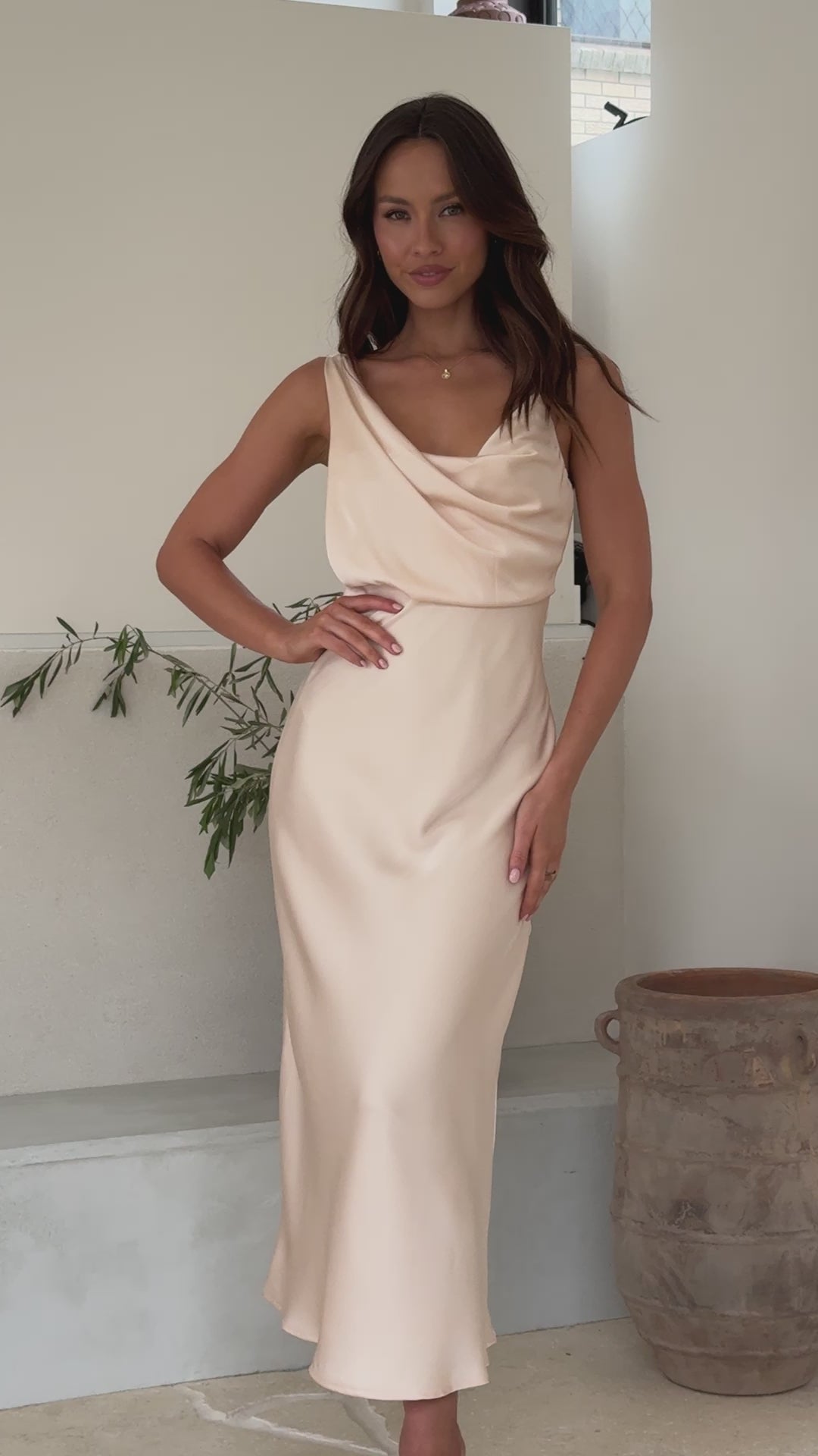 Load video: Audrey Maxi Dress - Champagne - Billy J
