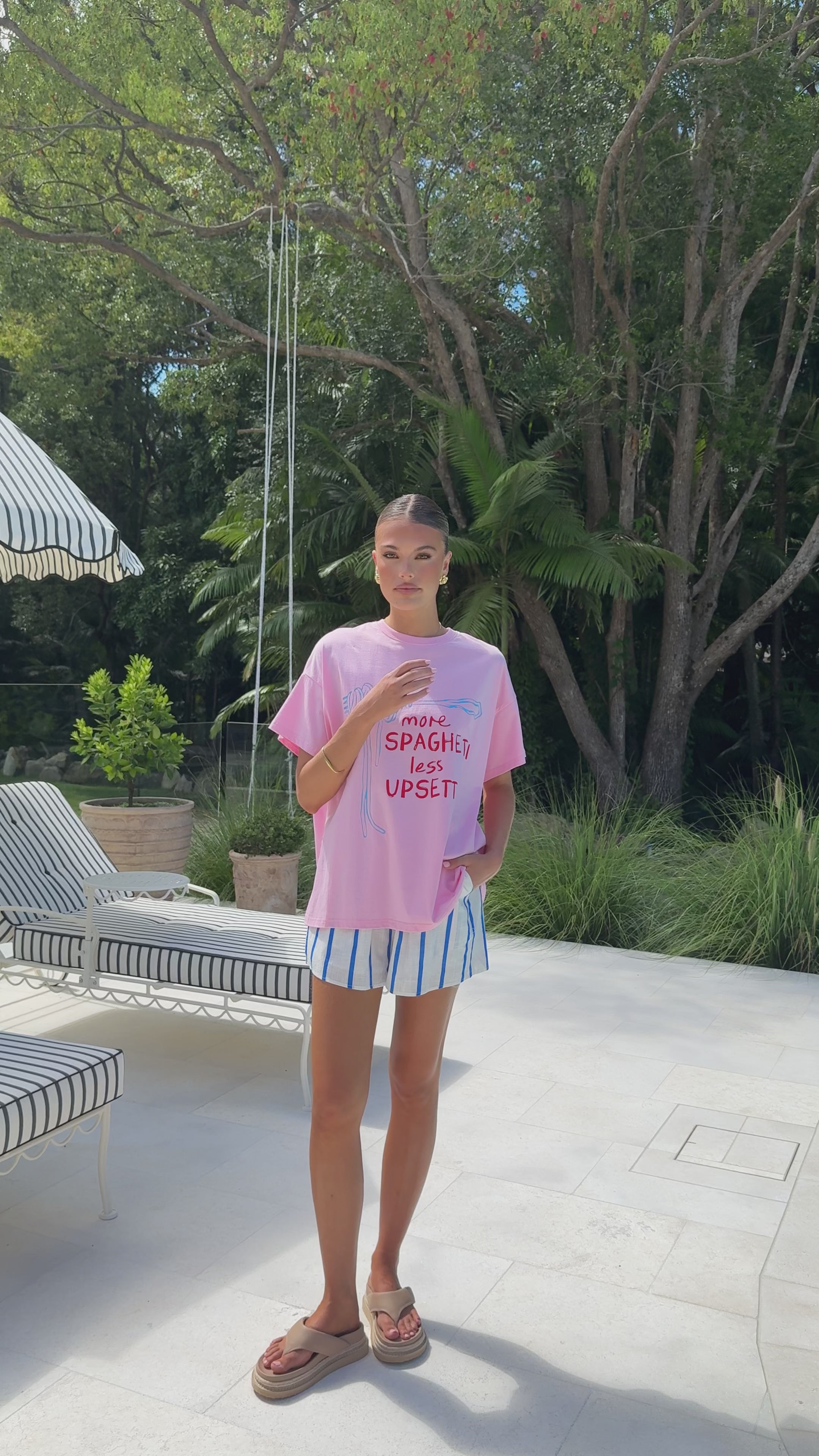 Load video: Less Upsetti Top and Shorts Set - Pink/Blue - Billy J