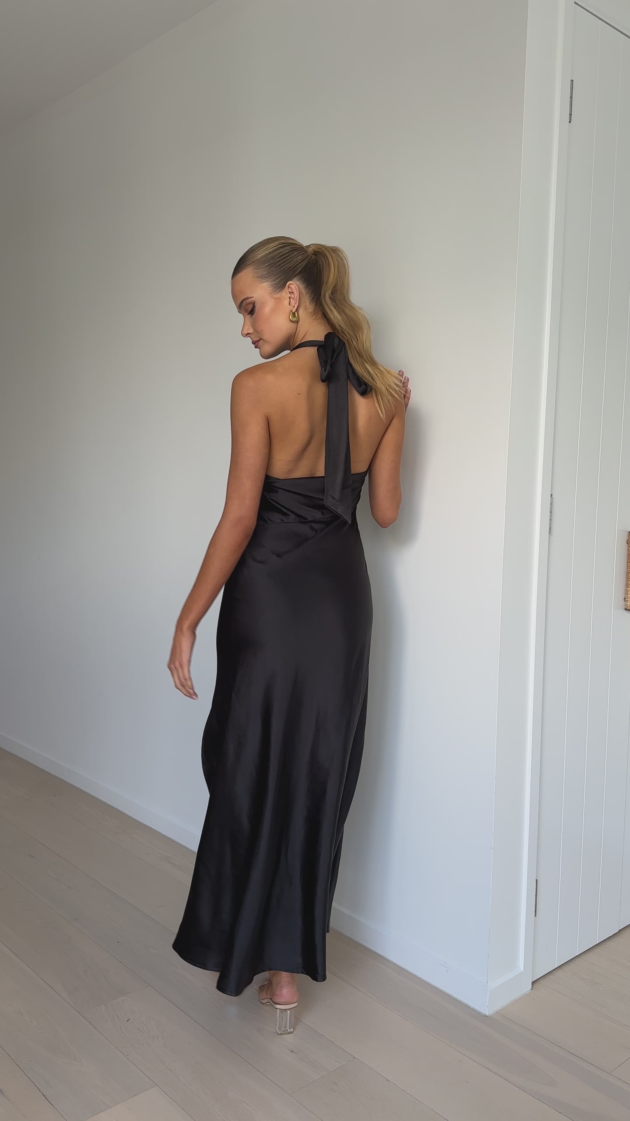 Load video: Sian Maxi Dress - Black - Billy J