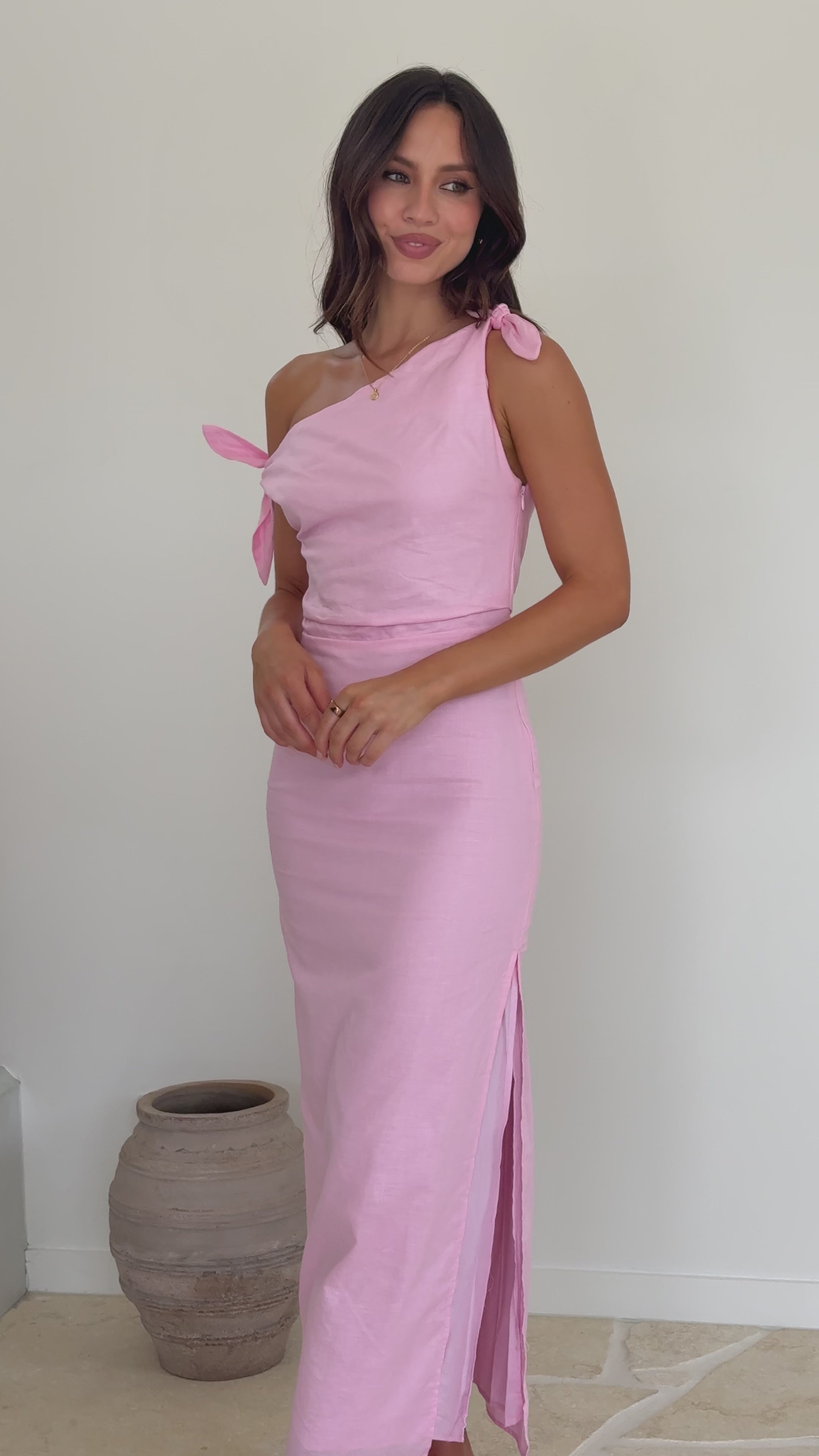 Load video: Simone Maxi Dress - Pink - Billy J