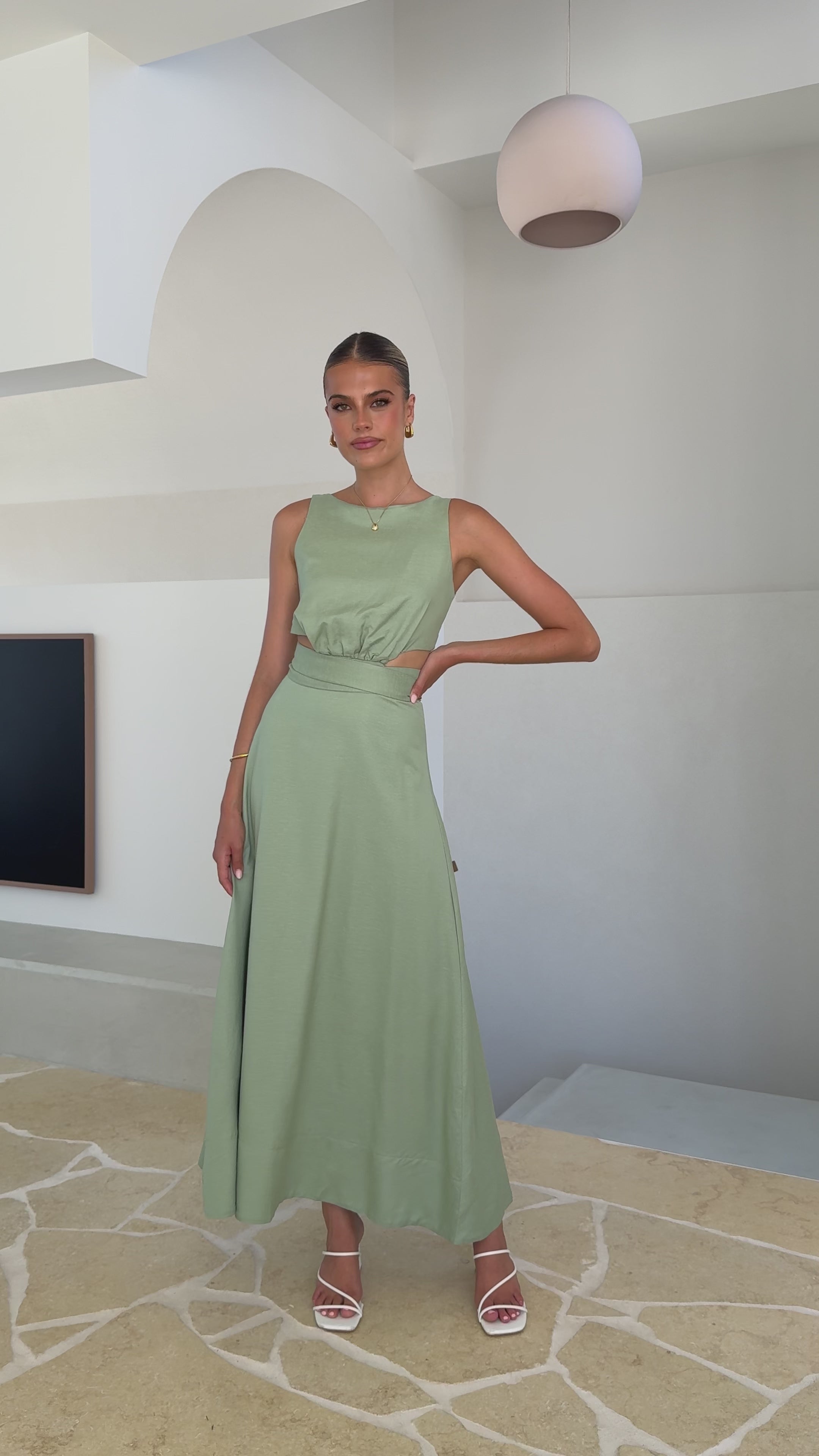 Load video: Kimberley Maxi Dress - Sage - Billy J