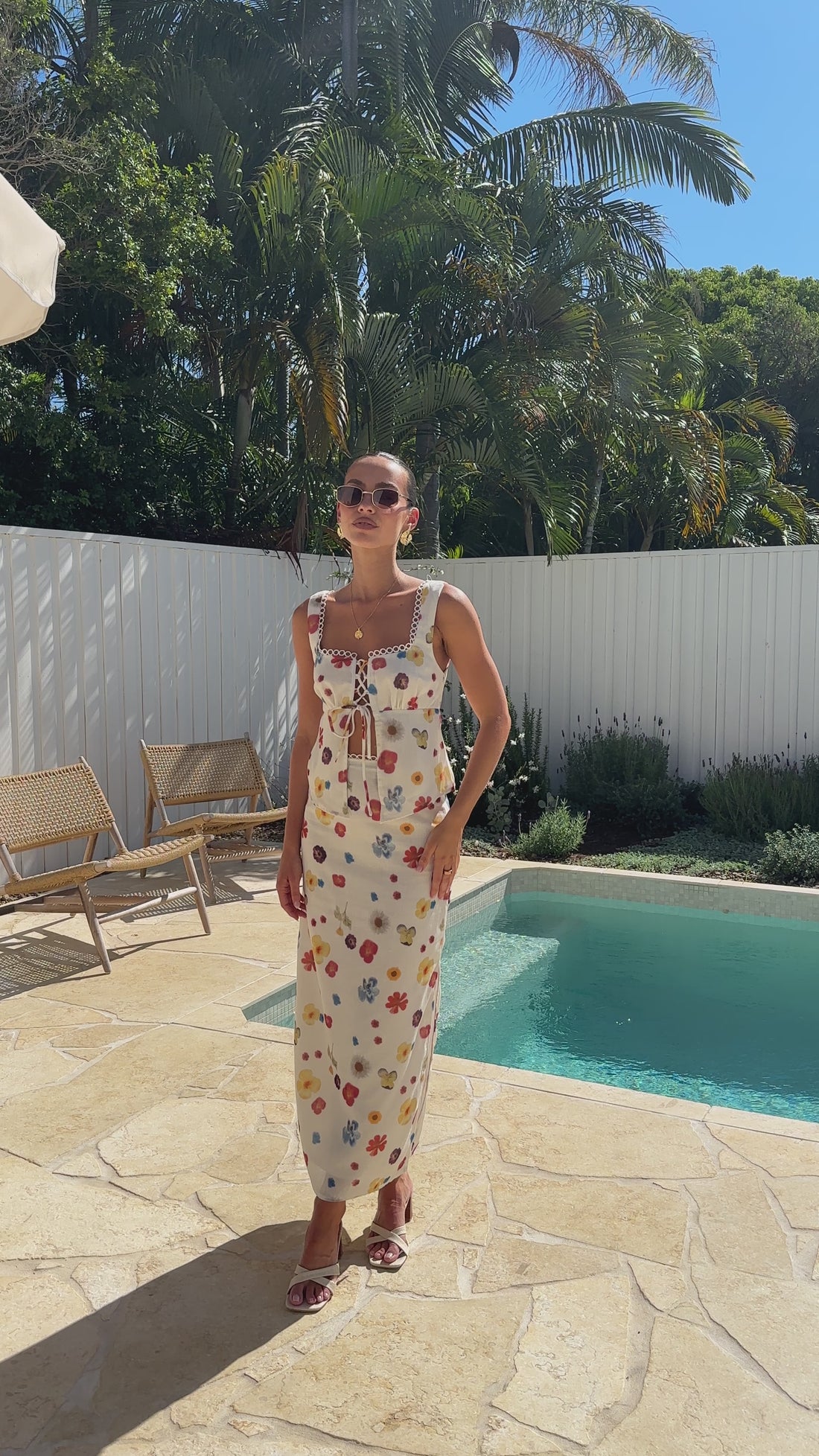 Vaiana Maxi Skirt - Cream / Floral - Billy J