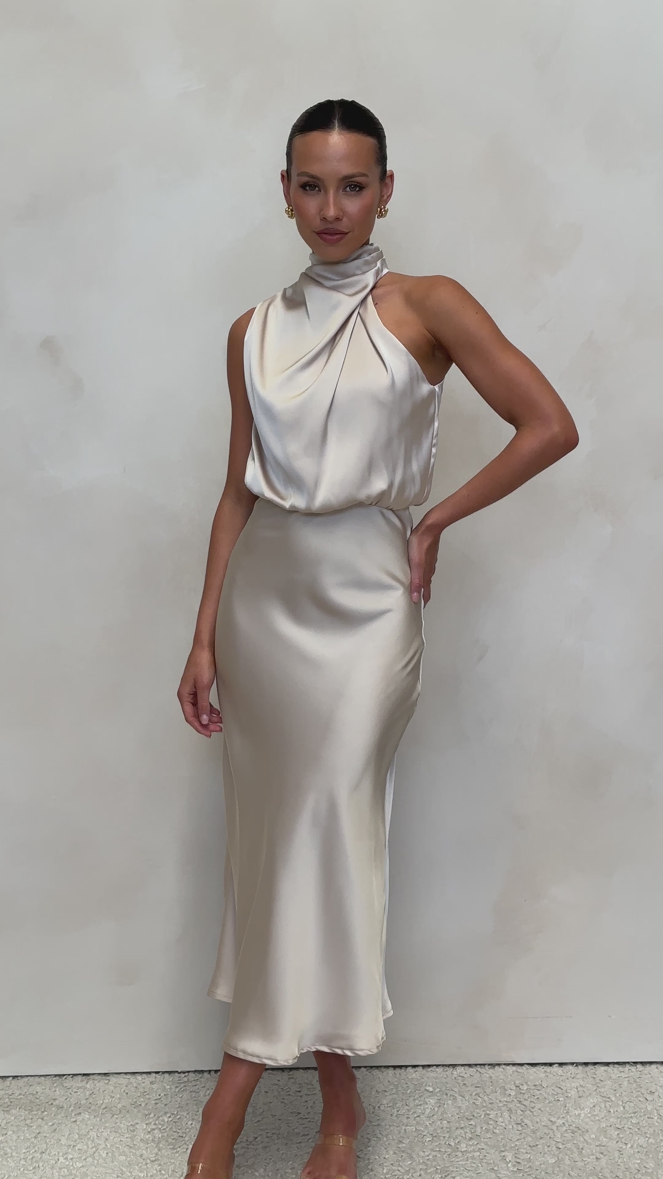 Load video: Esther Maxi Dress - Champagne - Billy J