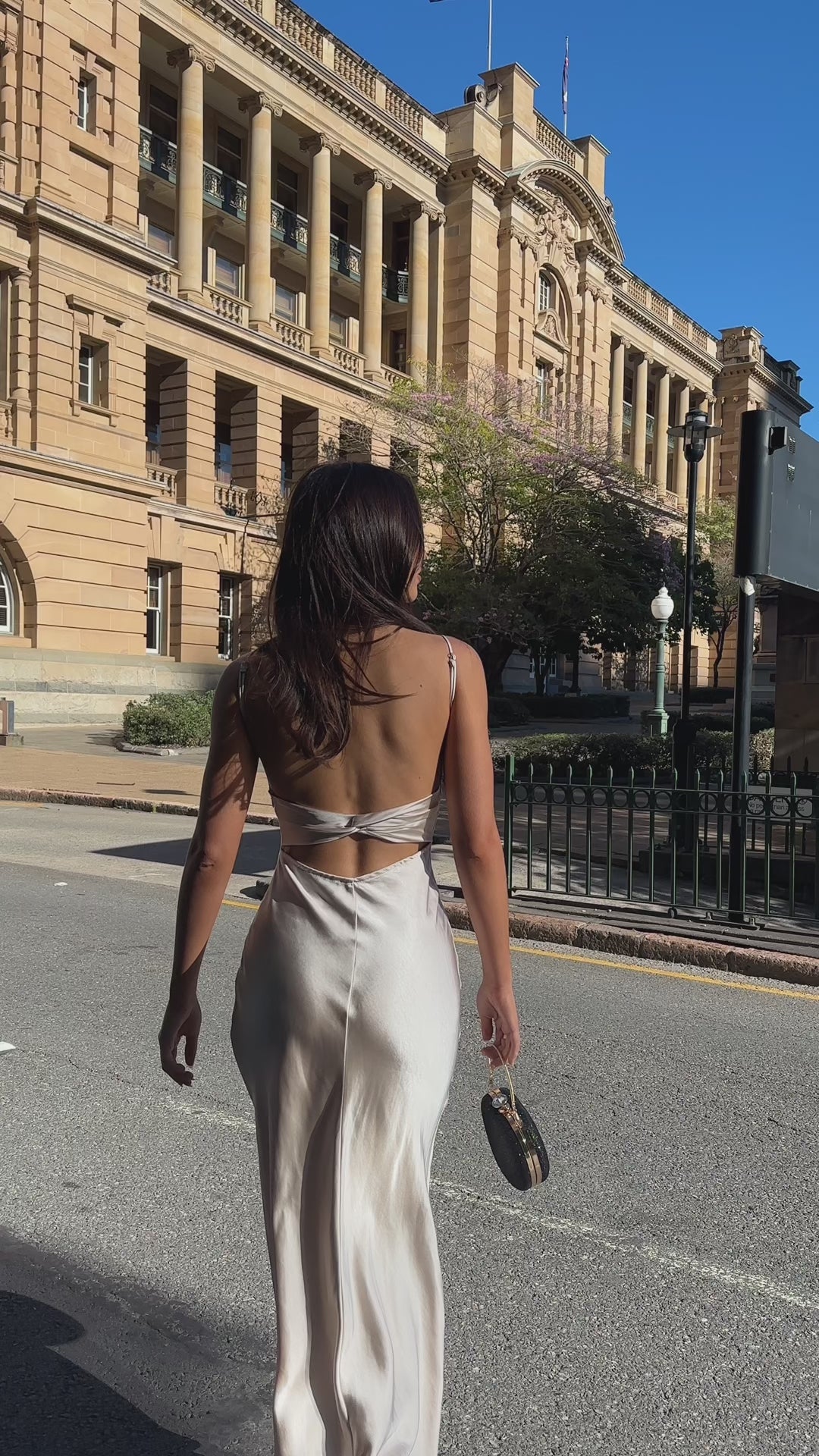 Load video: Rue Maxi Dress - Champagne - Billy J