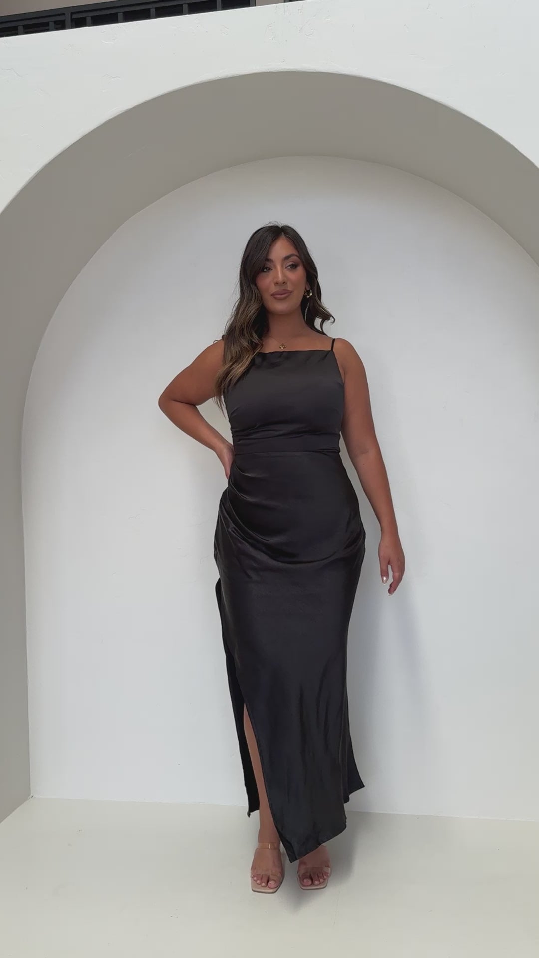 Load video: Ava Maxi Dress - Black - Billy J